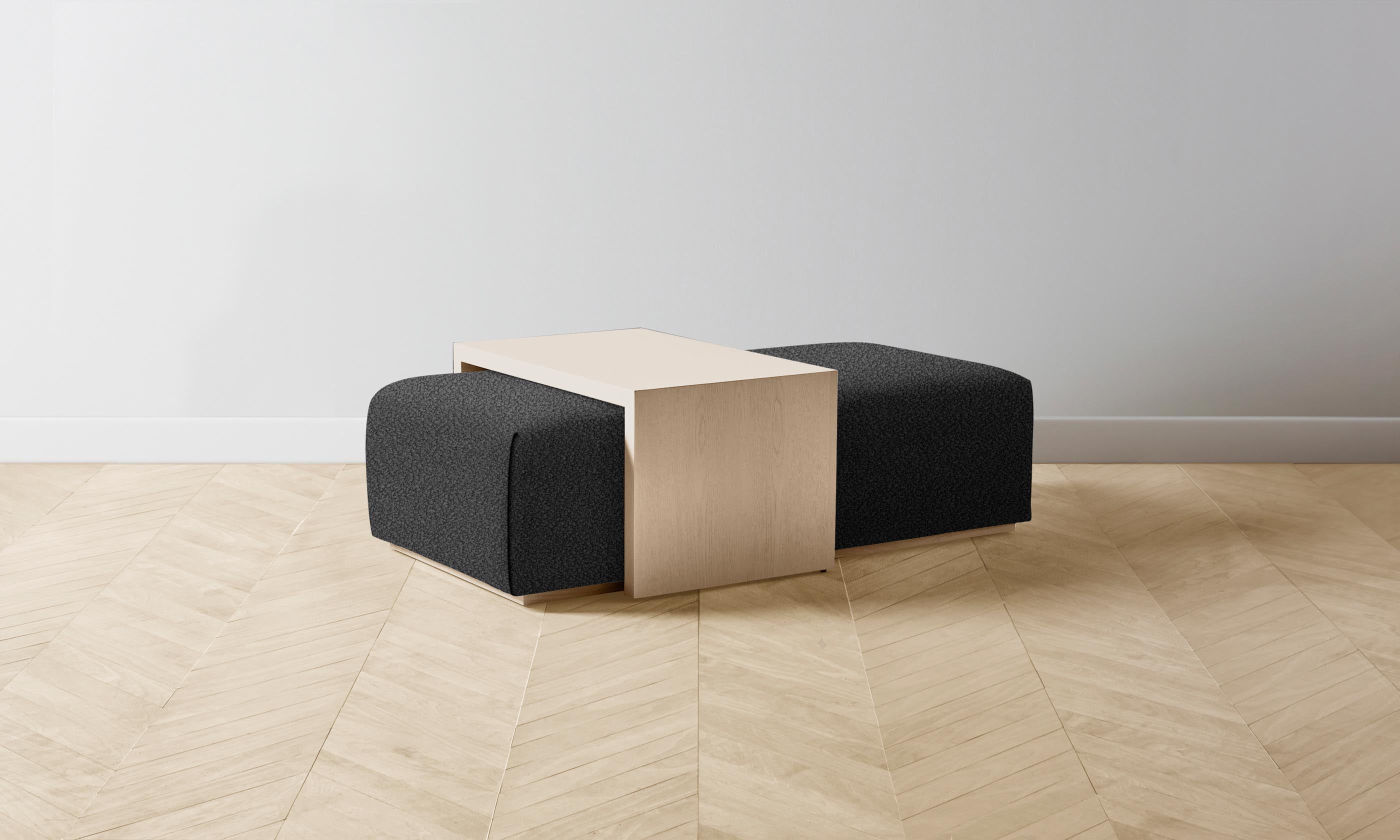 The Bowery Ottoman - Italian Bouclé Storm Fabric Upholstered Footstool for Living Room, Bedroom & Lounge - Perfect for Relaxing, Extra Seating & Home Decor