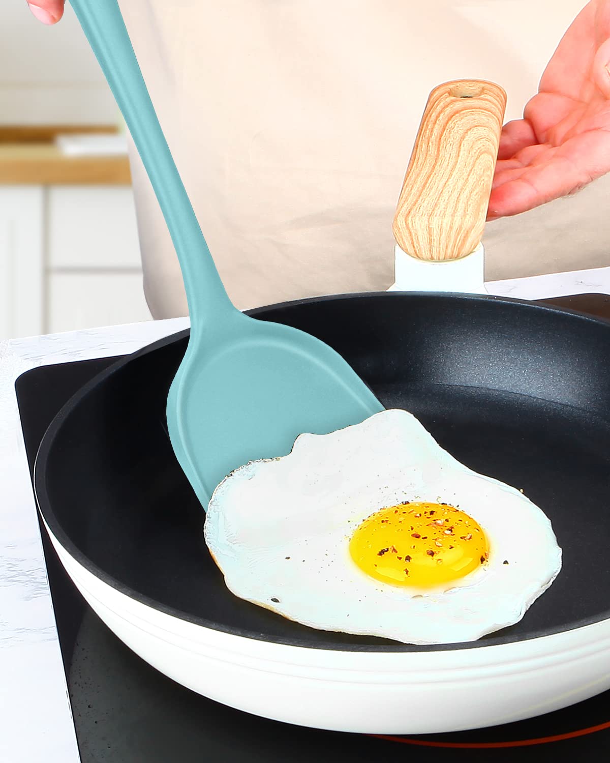 2-Pack Silicone Wok Spatula - Non-Stick, Heat Resistant Cooking Utensil for Stir-Fry, Baking & Sauteing | Dishwasher Safe & Easy Clean | Perfect for Asian Cuisine, Pancakes & Omelets