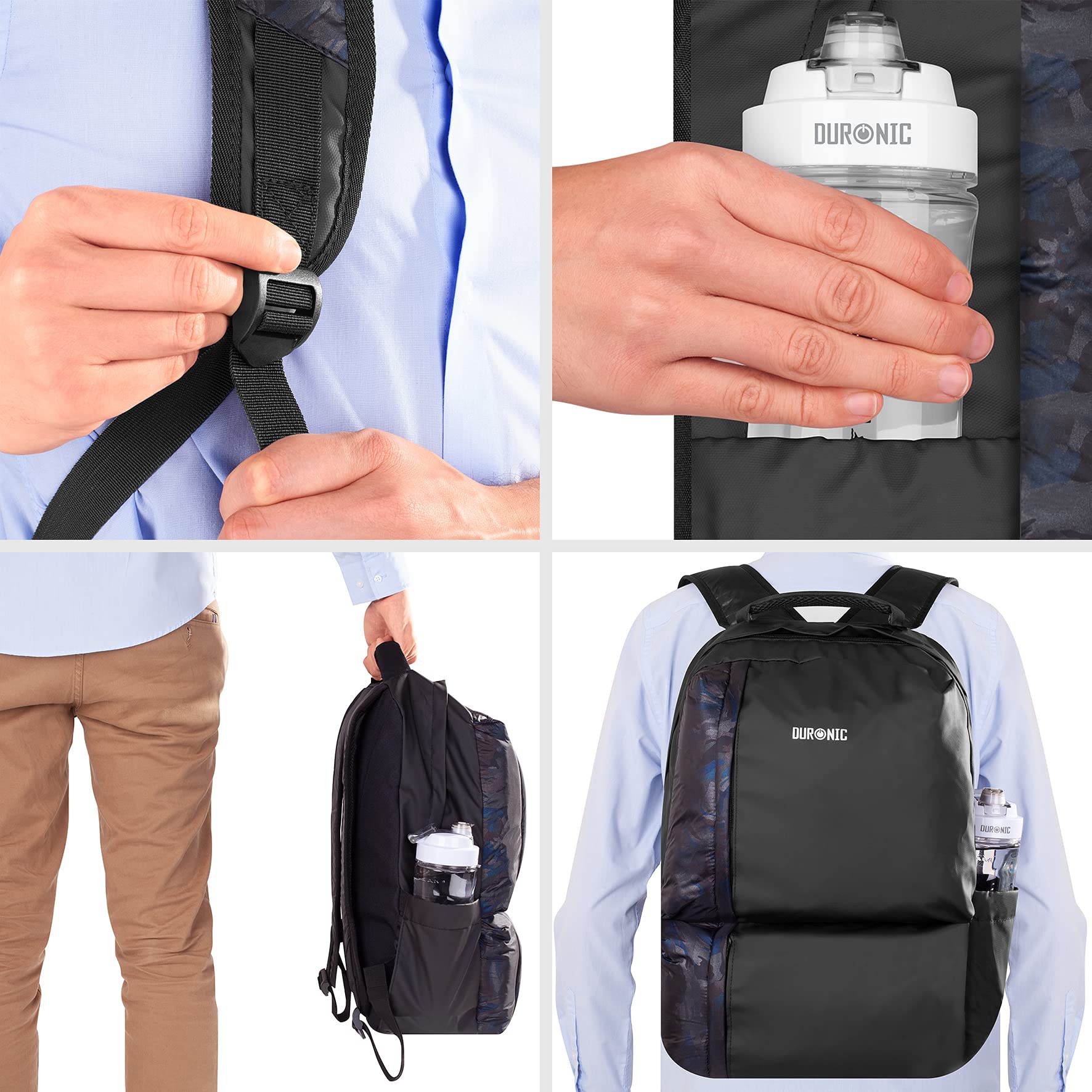 Duronic Lightweight Water-Resistant Travel Laptop Backpack - 15.6 Inch Laptop Bag for Business, School & Gym - Durable Cabin Bag for Men, Women & Students - Perfect for Commuting, College & Business Trips