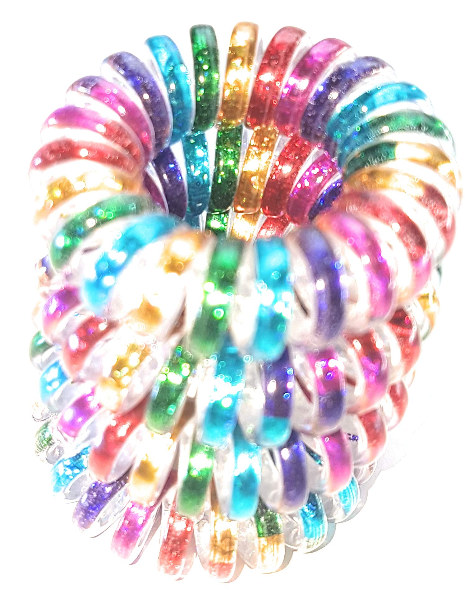 4 Pack Rainbow Spiral Hair Ties for Kids & Fine Hair - Soft Stretchy Ponytail Holders, Hair Bands & Bobbles (3.5cm) - Perfect for School, Sports & Daily Styling
