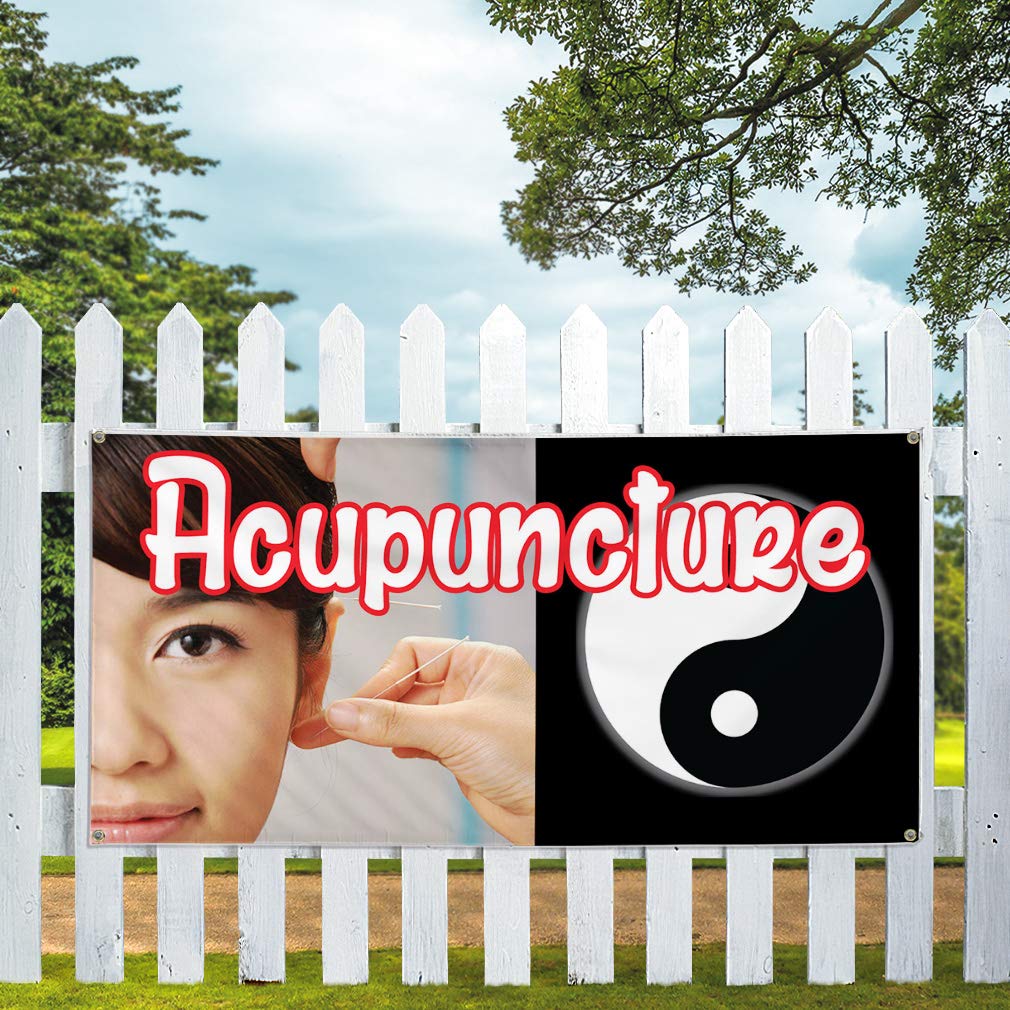 Durable Vinyl Banner for Acupuncture & Healthcare Business - Weatherproof Outdoor Yard Sign with 10 Grommets (60x144 Inches) - Perfect for Storefronts, Events & Industrial Use