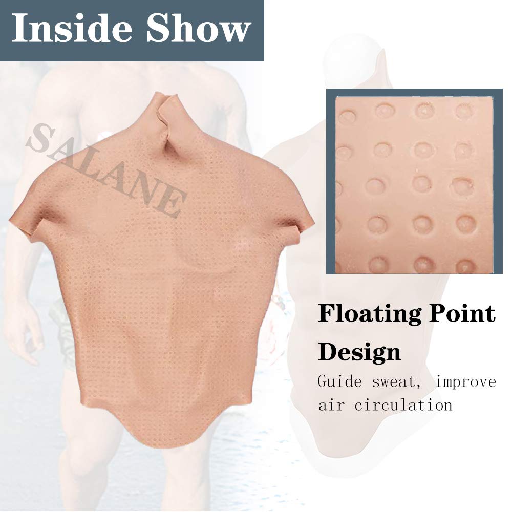 Realistic Silicone Male Muscle Chest Suit - Half-Body Fake Muscle Torso for Cosplay, Crossdressing & Halloween Costumes - Perfect for Costume Parties, Theater Performances & Cosplay Events