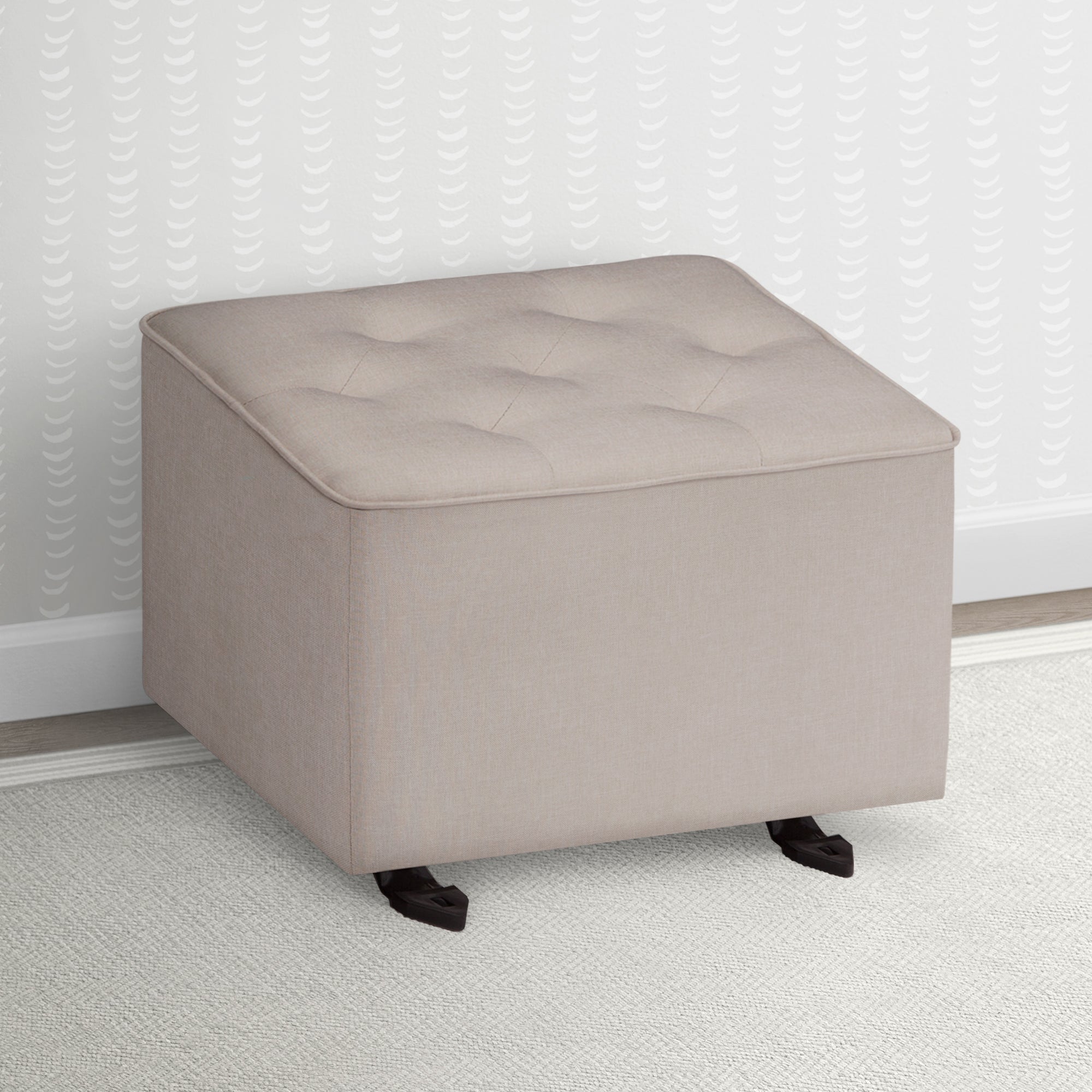 Emma Diamond Tufted Nursery Gliding Ottoman - Soft Upholstered Baby Room Footrest - Perfect for Nursing, Rocking & Nursery Decor