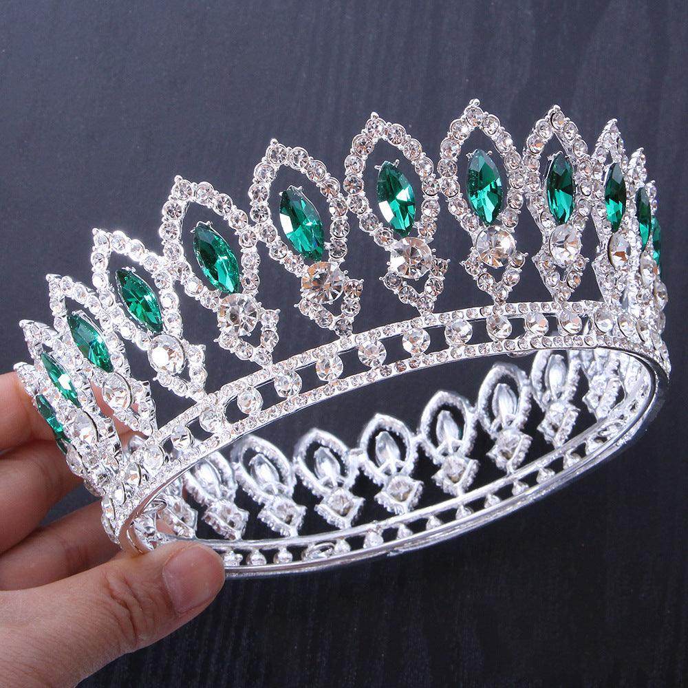 Baroque Round Bridal Tiara with Full Diamond Accents - Alloy Headband Wedding Crown for Brides, Prom & Special Occasions | Elegant Hair Accessory for Weddings, Balls & Formal Events