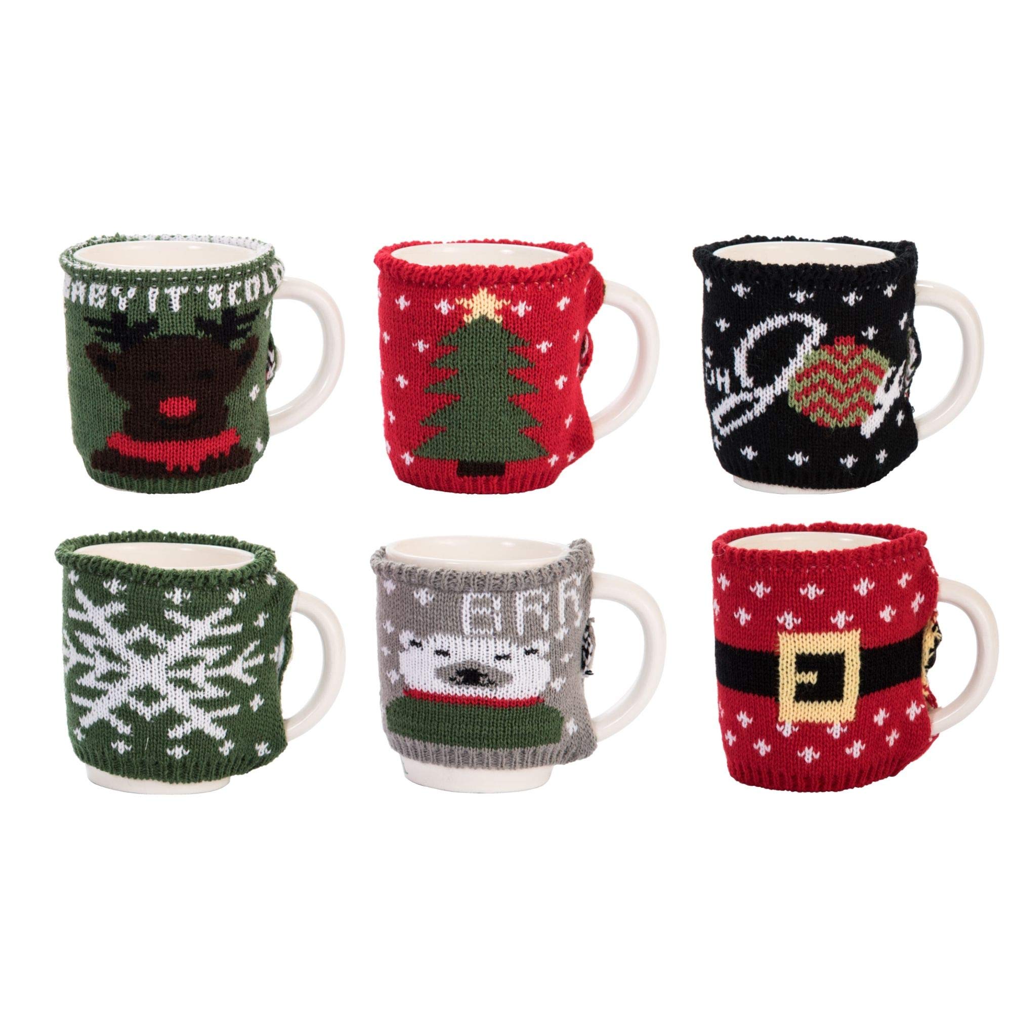 24-Piece Red and Black Christmas Mug Warmers Set - 10