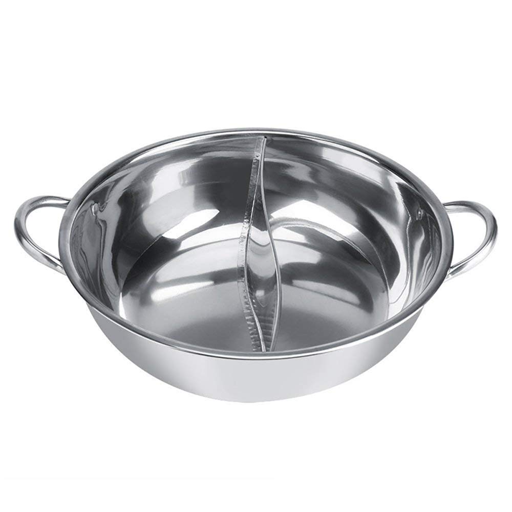 30/32cm Hot Pot, Mandarin Duck Shaped Cooking Pot, Stainless Steel Soup Casserole for Shabu Shabu - Double Induction Hob Compatible (30cm) - Perfect for Family Gatherings, Asian Hot Pot Parties & Home Cooking