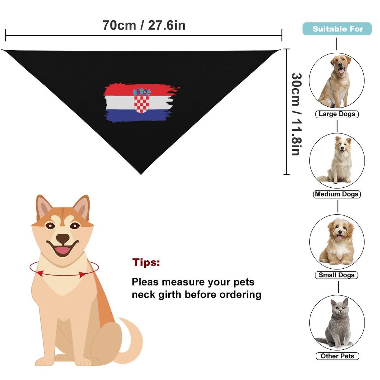 **Cute Croatia Flag Dog Bandanas - Adjustable Pet Scarf & Bib for Small Medium Large Dogs - Perfect for Christmas, Thanksgiving, Halloween & National Day Celebrations - Ideal for Parties, Travel & Outdoor Adventures**