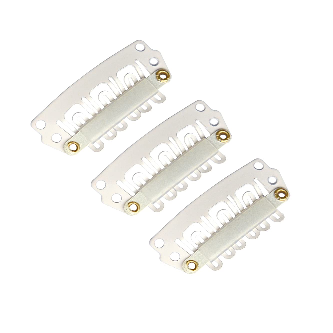 24-Pack 28mm 6-Teeth Metal Hair Clips with Rubber U-Shape Snap - Blonde Hair Extensions Clips for Weaves, Wigs & Braids - Secure Hold for Styling & Hairpieces