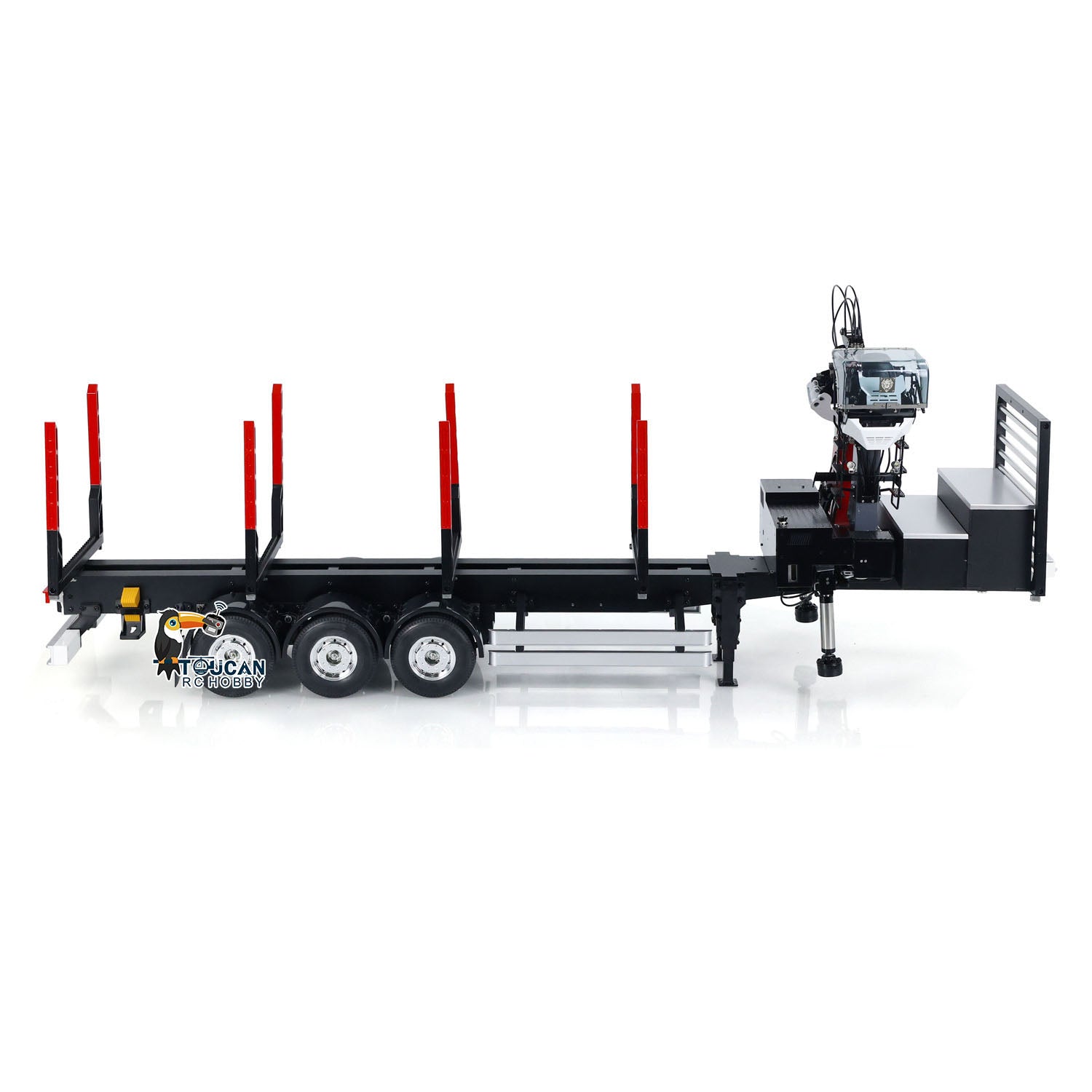 1/14 Scale Custom Hydraulic Metal RC Logging Crane Trailer - Painted & Assembled with LED Light System (99x40x20cm) - Perfect for RC Construction & Logging Simulation, Heavy Duty Hauling & Off-Road Scenarios
