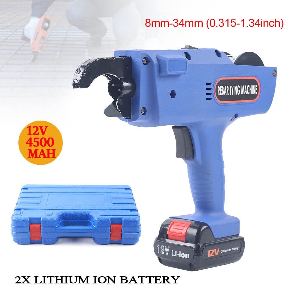 Automatic Rebar Tying Machine 8-34mm | Handheld Steel Rebar Tying Tool with Pliers & Charger | Portable Reinforcing Bar Binder for Construction, Concrete Work & DIY Projects
