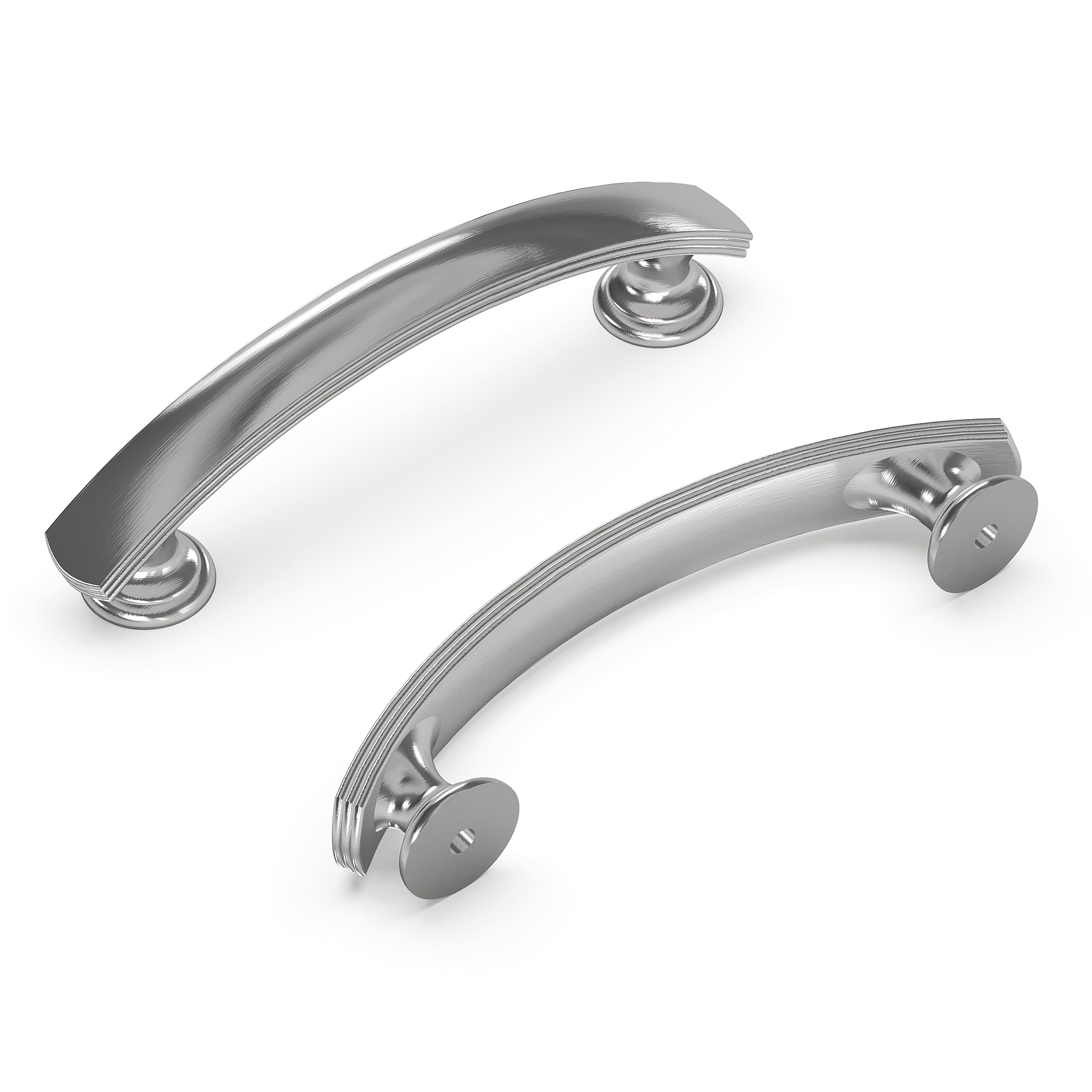Hickory Hardware 1 Pack Solid Core Kitchen Cabinet Pulls - Luxury Cabinet Handles for Doors & Dresser Drawers - 3 Inch Hole Center - Satin Nickel Finish - American Diner Collection - Perfect for Modern Kitchens, Bathrooms & Furniture Upgrades