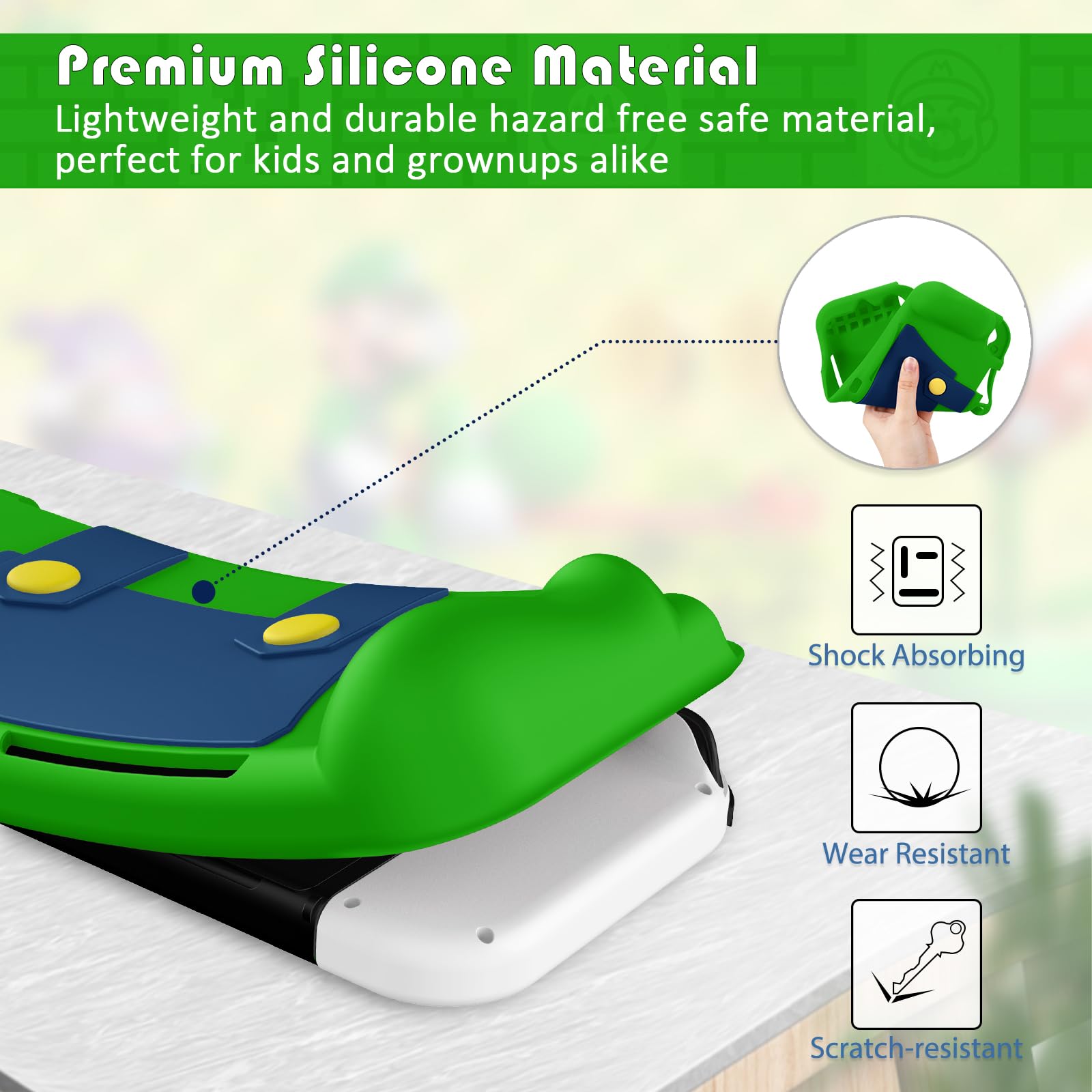 Premium KENOBEE Silicone Case for Nintendo Switch OLED Model 2021 - Soft Ergonomic Grip Protective Cover with Shock Absorption & Anti-Scratch Design - Compatible with 7.0