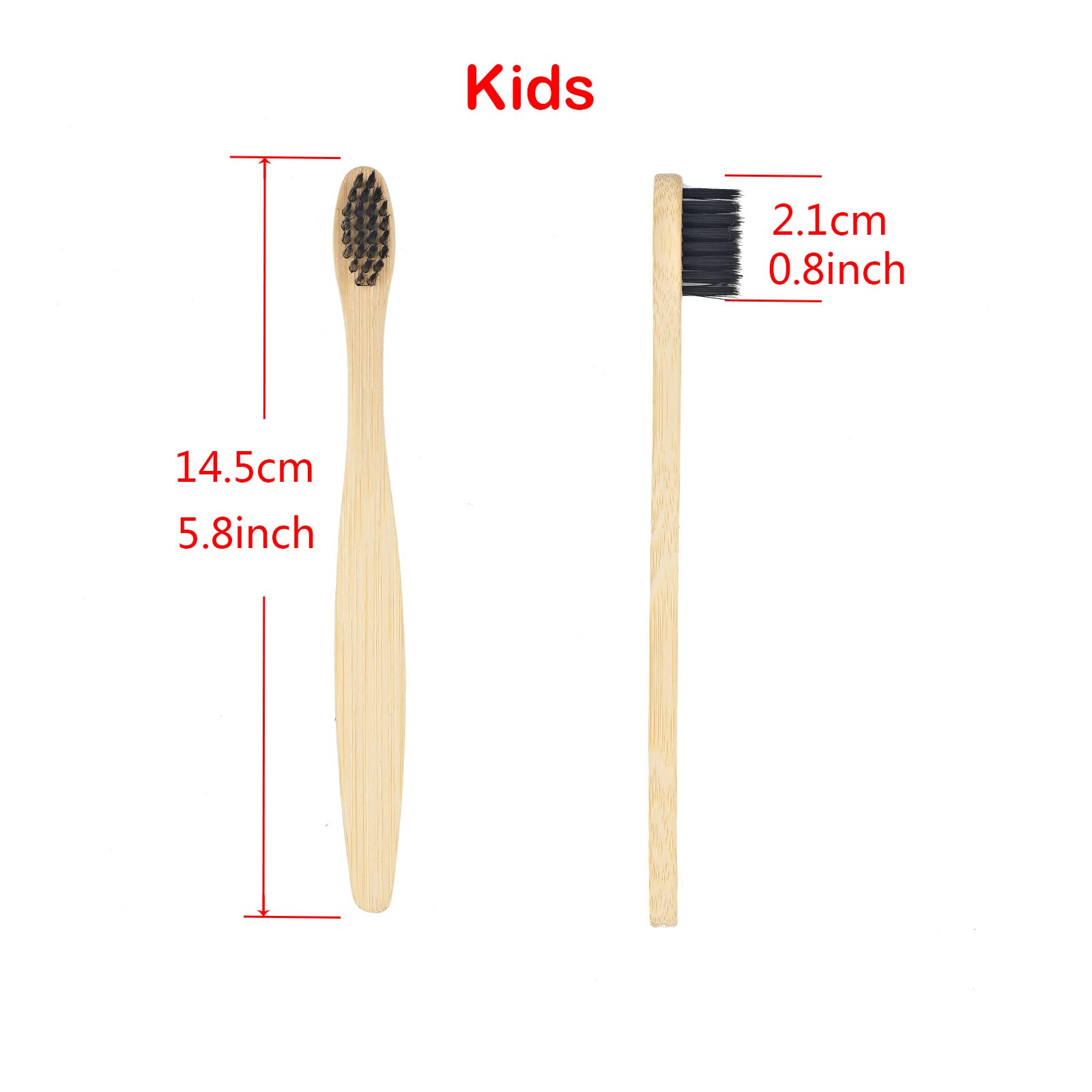 SEVENHEAD 10 Pack Kids Bamboo Toothbrushes with Soft Bristles - Natural Biodegradable BPA-Free Eco Friendly Wooden Toothbrushes (Black) - Gentle Dental Care for Children, Perfect for Home, Travel & Sustainable Living