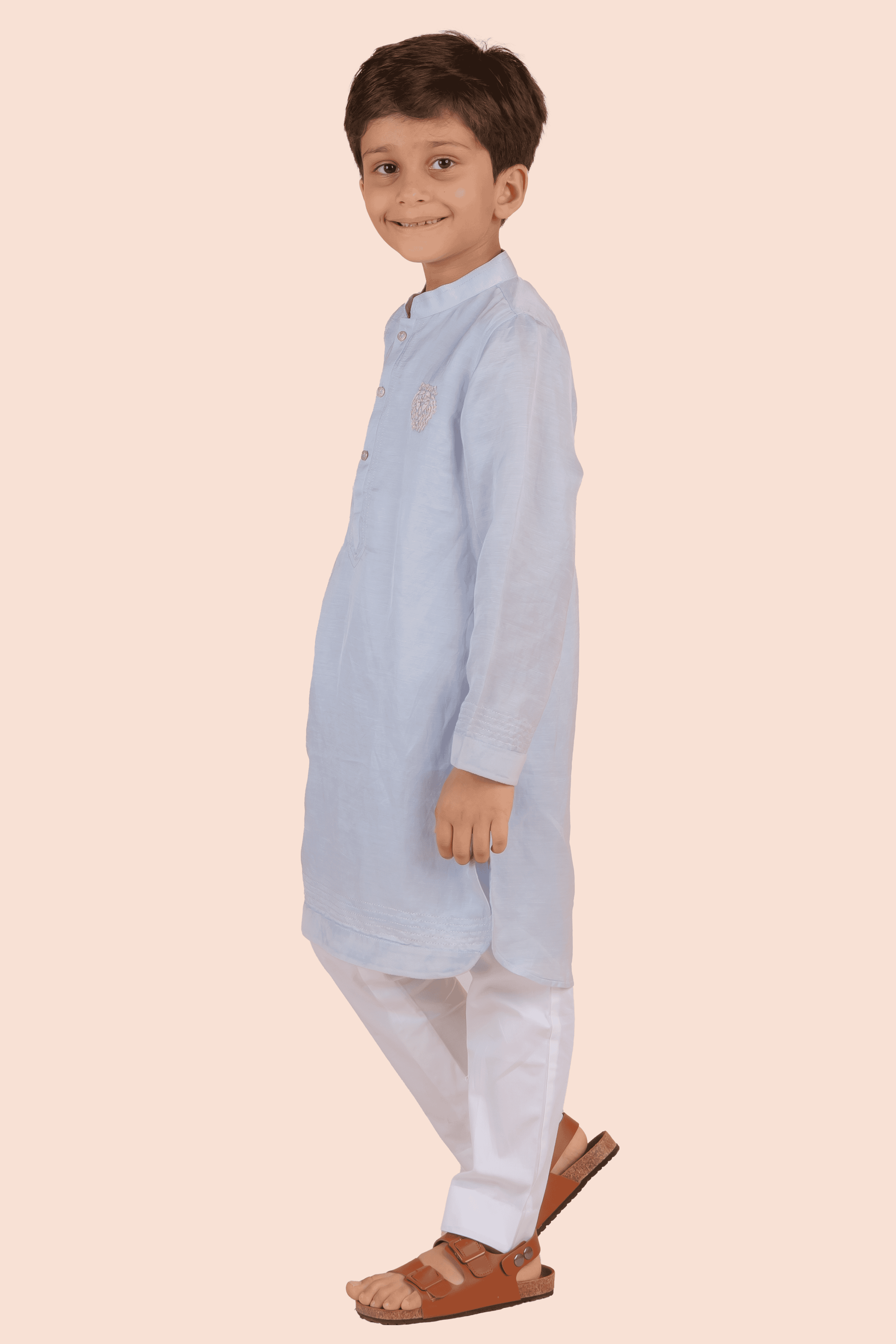 Pre Order: Elegant Lion Embroidery Kurta for Men & Women | Traditional Indian Cotton Kurti | Perfect for Festivals, Weddings & Cultural Events