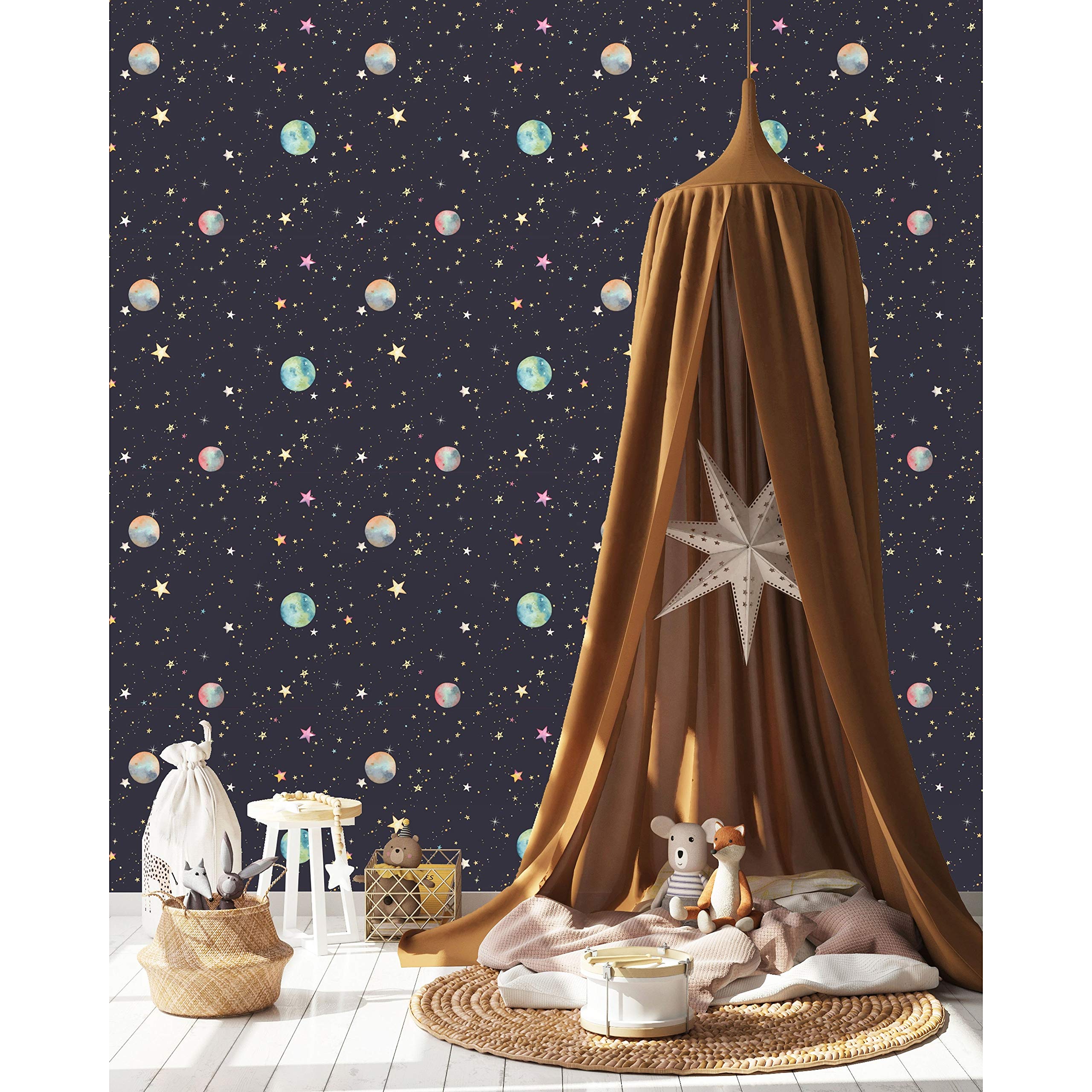 Colorful Stars and Planets Peel & Stick Wallpaper - 25