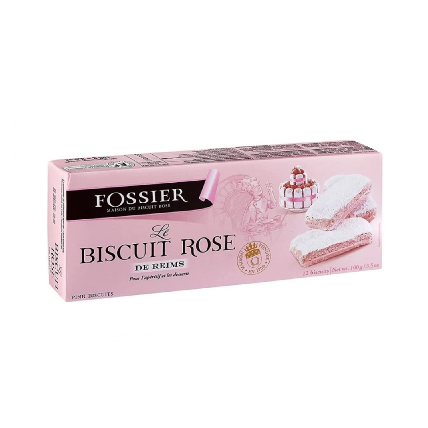Fossier Reims Rosa Mini Cookies - 4 x 100g (0.88oz) Pack - Perfect for Appetizers, Desserts & Tea Time - French Gourmet Biscuits for Parties, Gifts & Afternoon Snacks