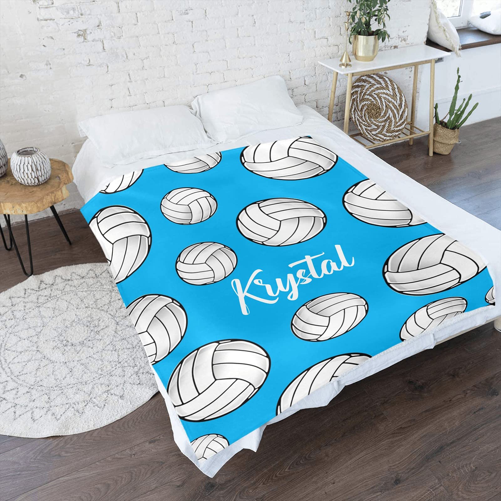 Personalized Volleyball Fleece Blanket - Custom Name Soft Cozy Throw for Sports Fans - 50x60 Inch - Perfect for Couch, Bed, Travel, Camping & Gifts
