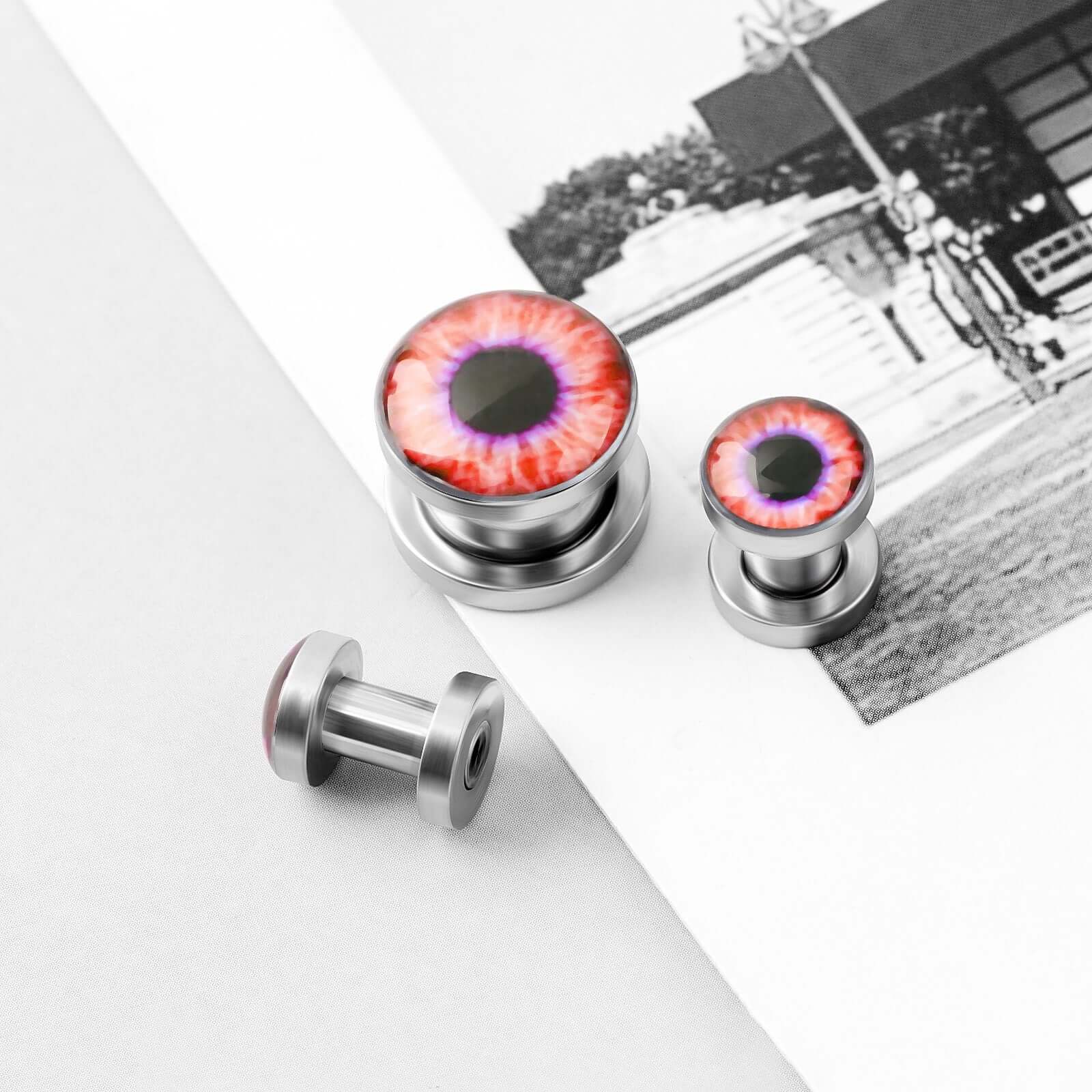 Evil Eyes Single Flare Ear Tunnel Plugs Set | UZ083 | Stylish Body Jewelry for Stretching & Everyday Wear