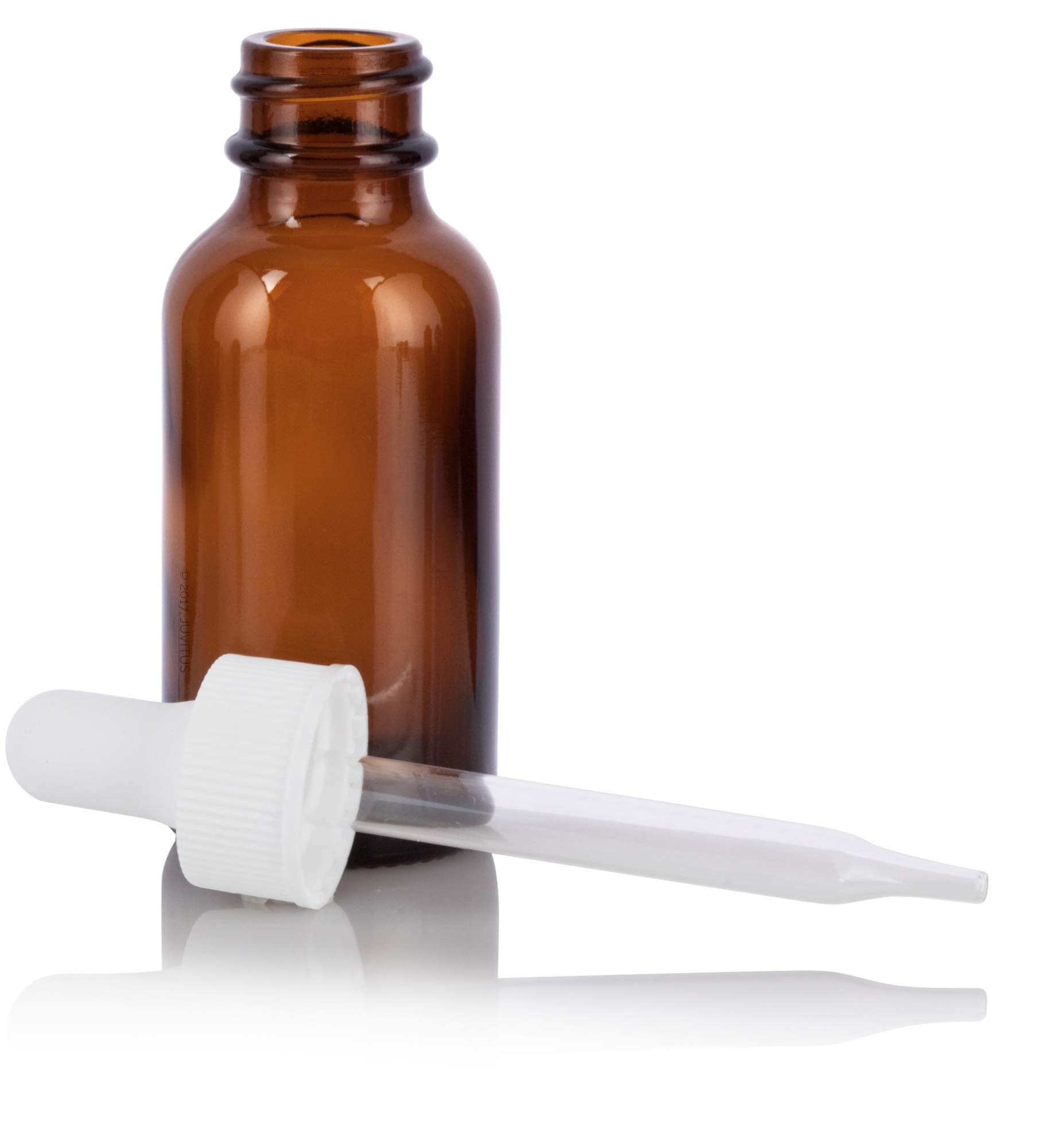 JUVITUS 12 Pack 1 oz (30ml) Amber Glass Boston Round Bottles with White Dropper Caps & Funnel - Essential Oil, CBD, Tincture Storage for DIY, Aromatherapy, and Herbal Remedies