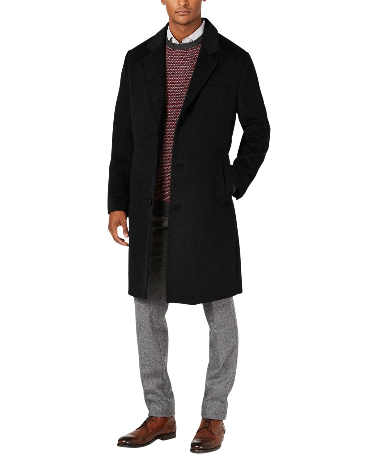 London Fog Men's Classic Fit Wool Blend Overcoat - Warm Winter Top Coat for Business & Formal Occasions (Regular & Big-Tall Sizes) | Perfect for Office, Weddings & Cold Weather