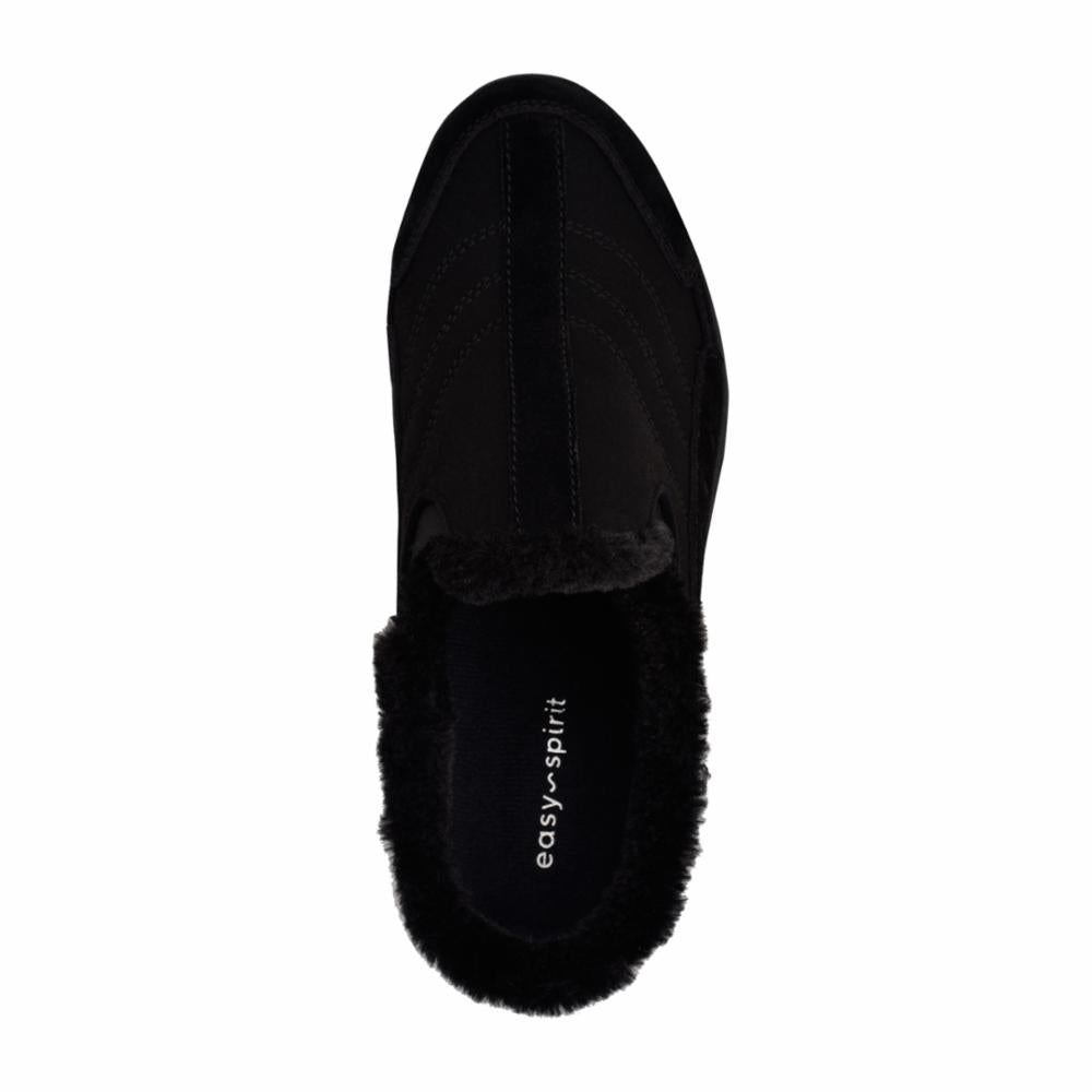 Easy Spirit Women's Travelfuzz Black Slip-On Loafers - Comfortable Casual Shoes for Travel, Work & Everyday Wear