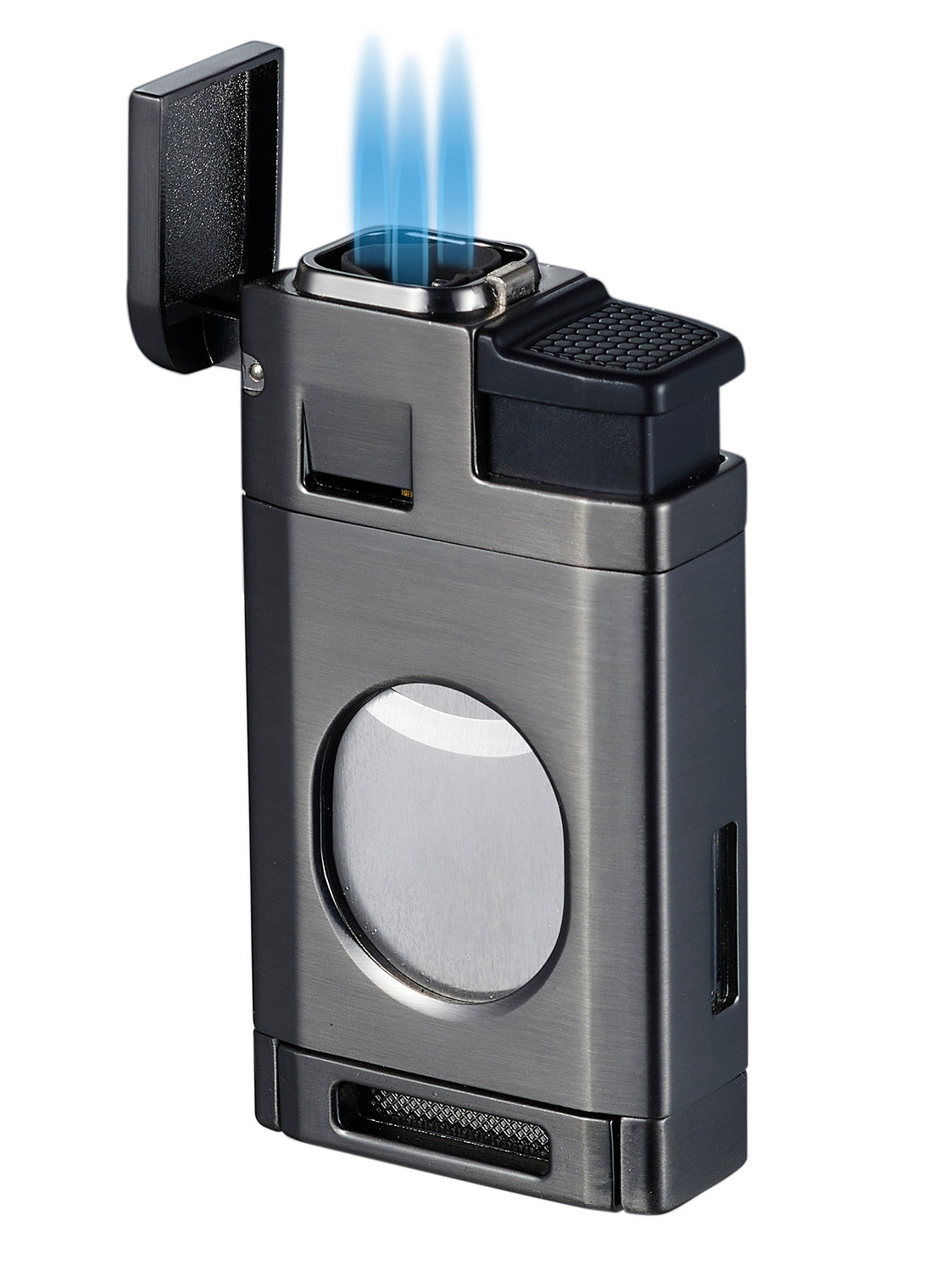 Premium Visol LighCut Gunmetal Triple Torch Flame Lighter & Cigar Cutter Set - Windproof Butane Lighter with Punch Cutter for Cigars, Perfect for Outdoor Smoking, Camping & Gifts