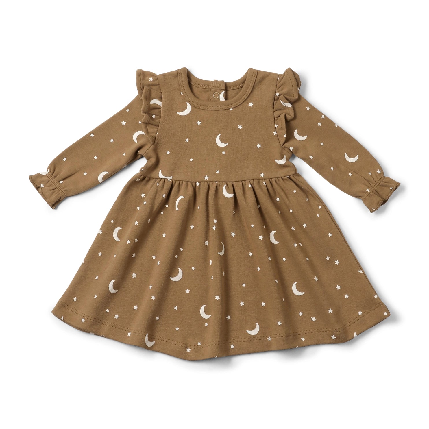 Organic Cotton Ruffle Dress for Girls - Soft & Comfortable Baby Toddler Dress - Moonlight Blue Floral Print - Perfect for Birthday Parties, Photo Shoots & Special Occasions