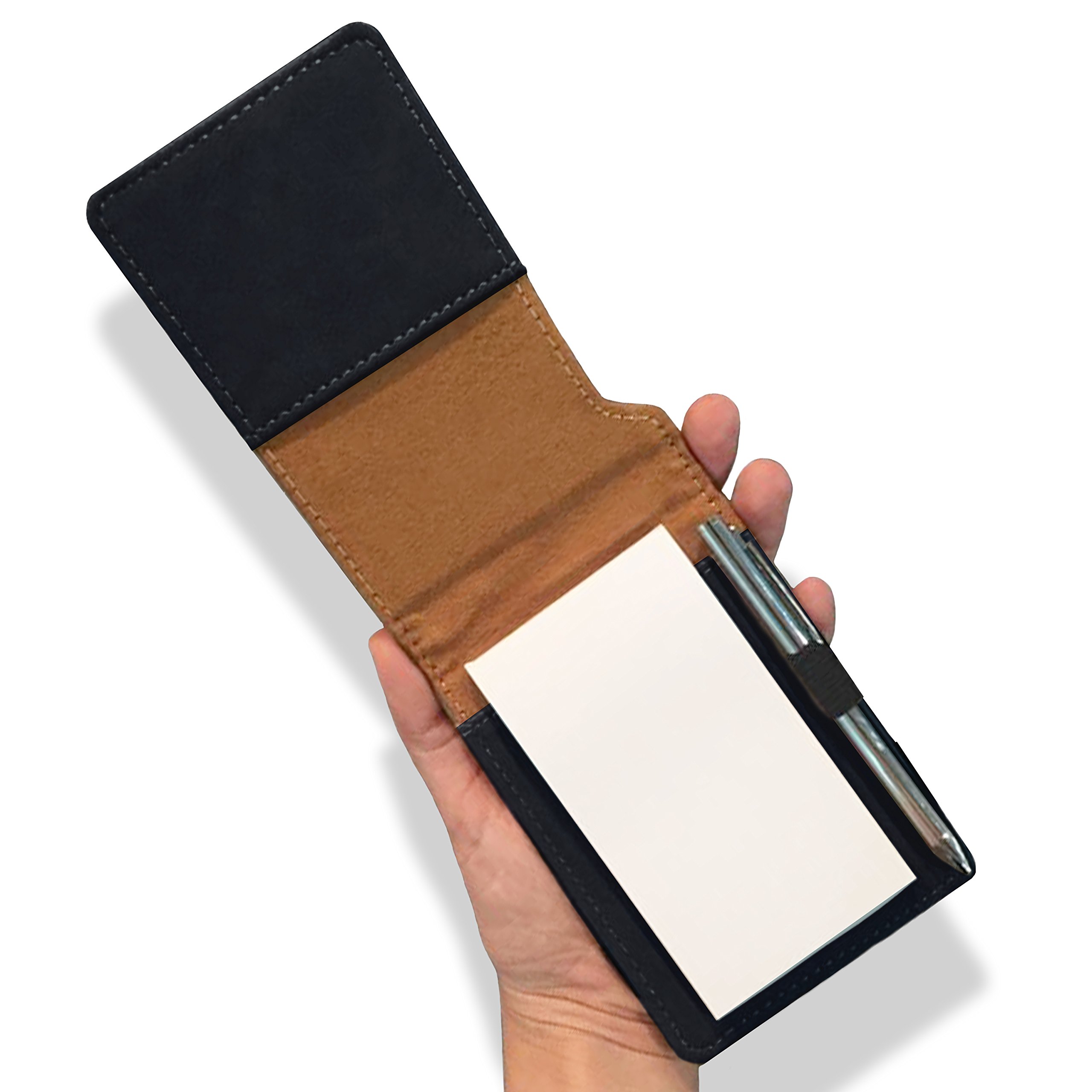 LaserGram Mini Padfolio with Notepad & Pen - Personalized Engraving Included (Black/Silver) - Perfect Gift for Air Traffic Controllers, Business Professionals & Office Use