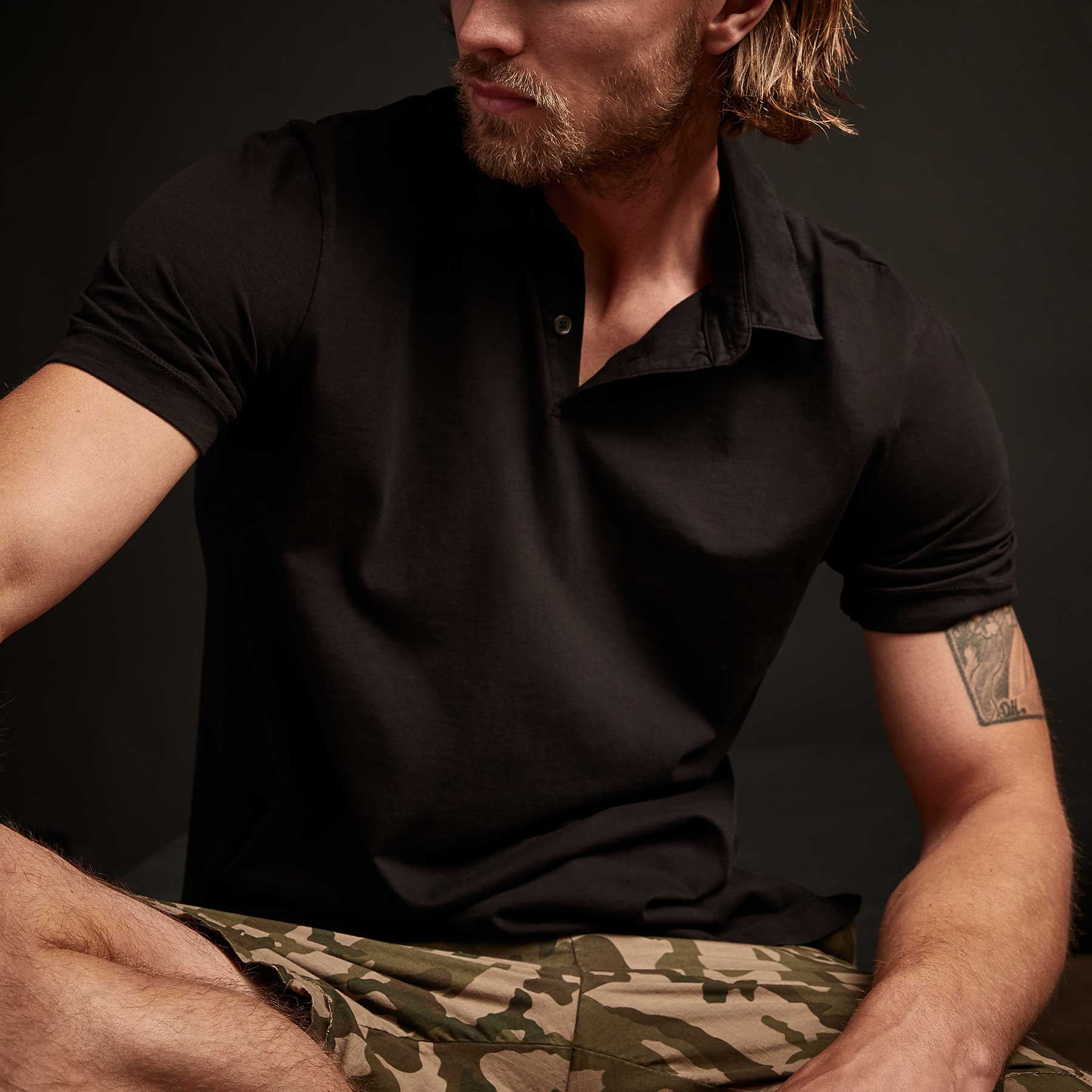 Premium Sueded Jersey Polo Shirt for Men - Soft & Comfortable Black Casual Top for Work, Golf & Everyday Wear