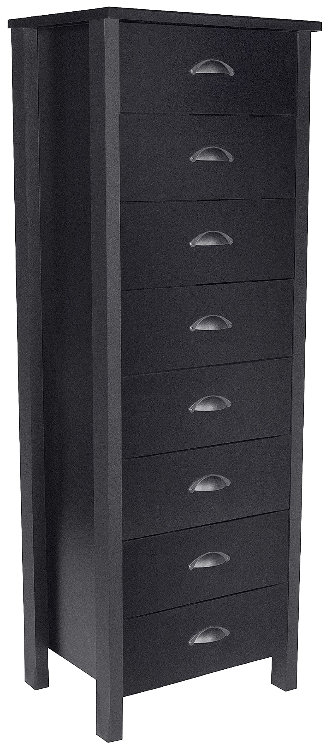 Venture Horizon 8-Drawer Lingerie Dresser Organizer - Black Wooden Chest for Bedroom Storage & Closet Organization