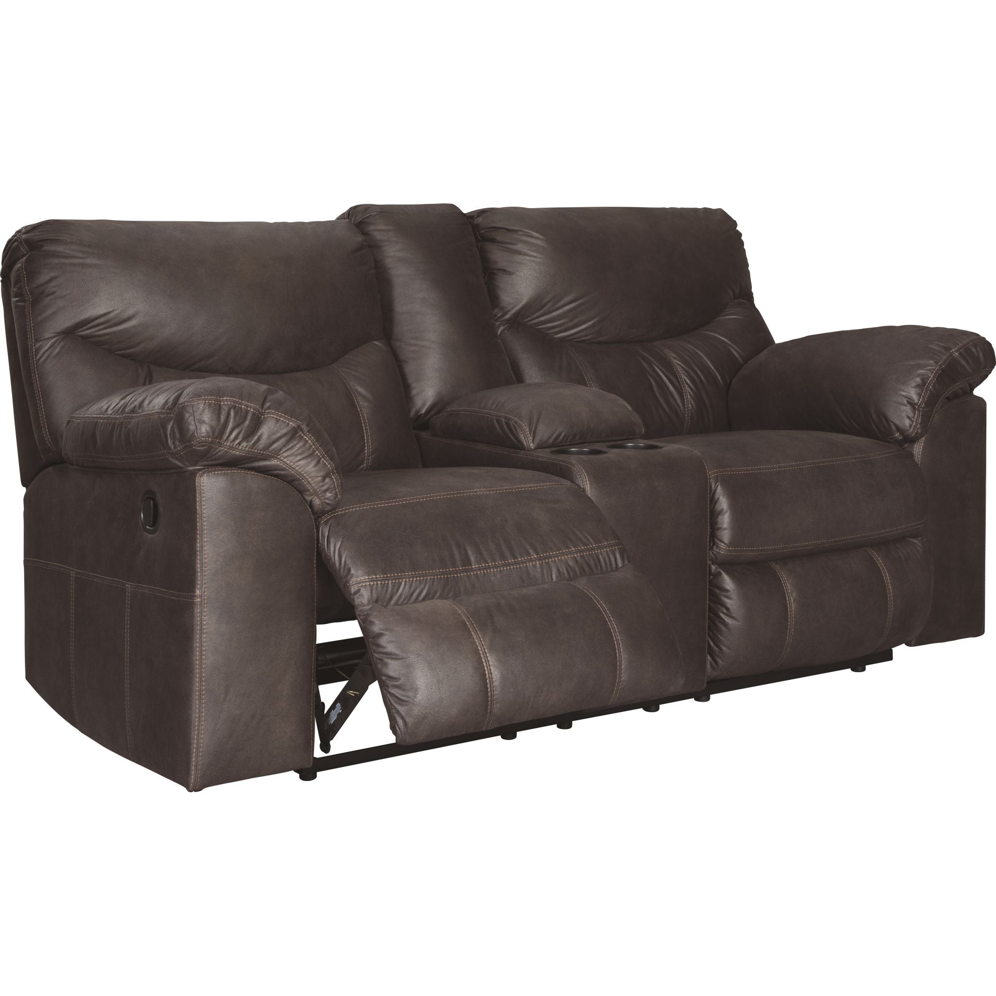 Boxberg Reclining Loveseat with Console in Teak Finish - Perfect for Living Rooms, Home Theaters, and Cozy Spaces