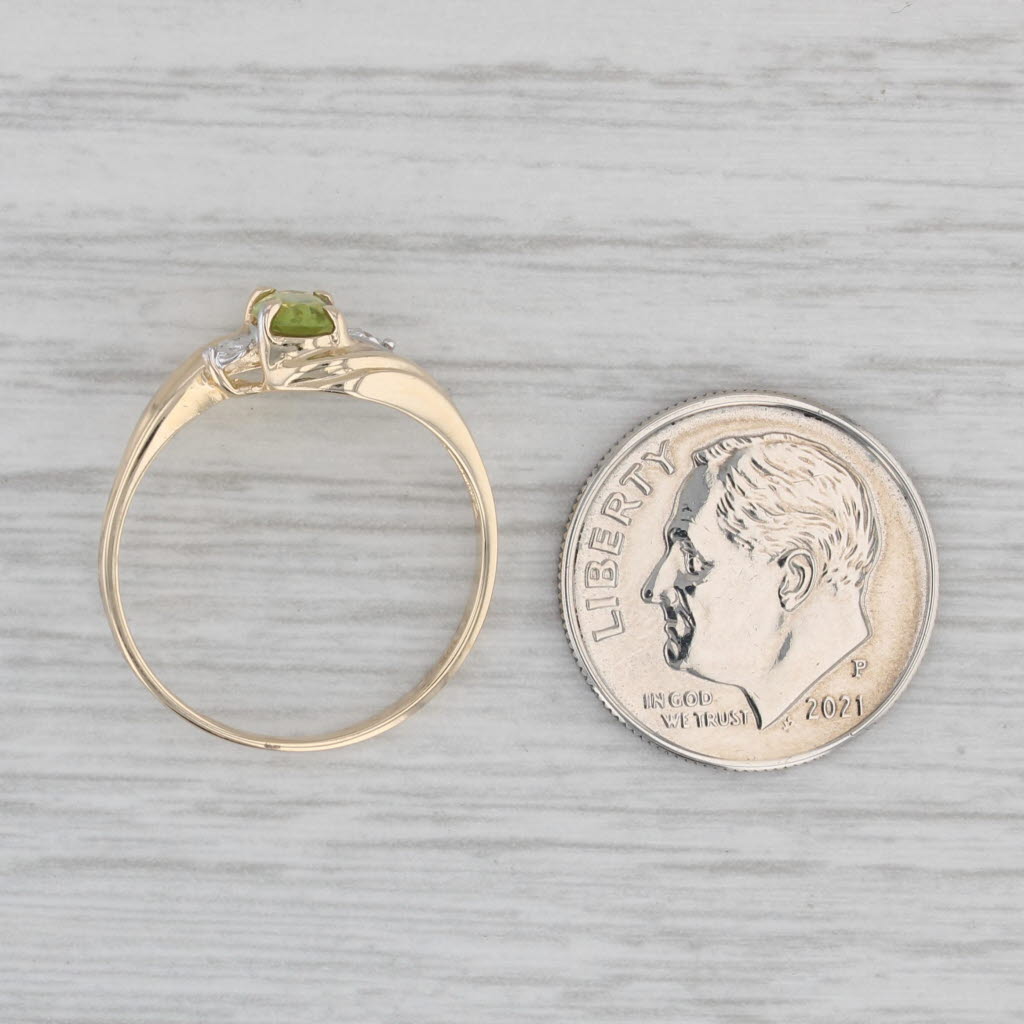 0.50ct Oval Peridot Diamond Ring in 10k Yellow Gold - Size 6.5 - Elegant Birthstone Jewelry for Women, Perfect for Anniversary Gifts & Special Occasions
