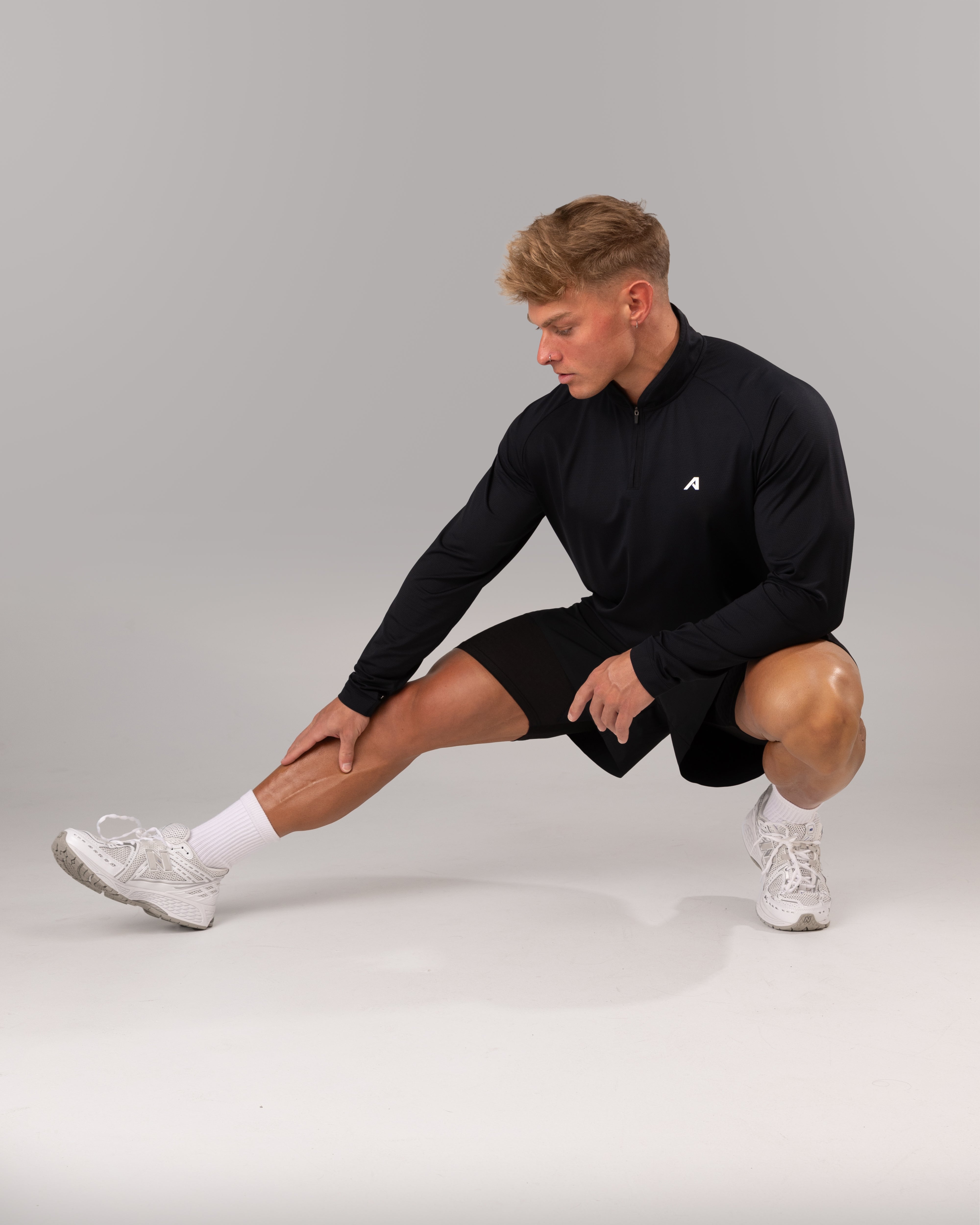 Men's Racer Quarter Zip Pullover Sweatshirt - Black | Lightweight & Breathable for Running, Golf & Outdoor Activities