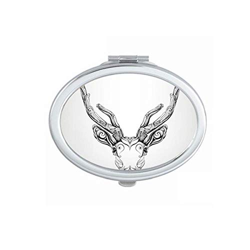 DIYthinker Long-Horned Deer Animal Portrait Mirror - Portable Folding Double-Sided Makeup Mirror with Stand (Perfect for Travel, Vanity & Home Decor)