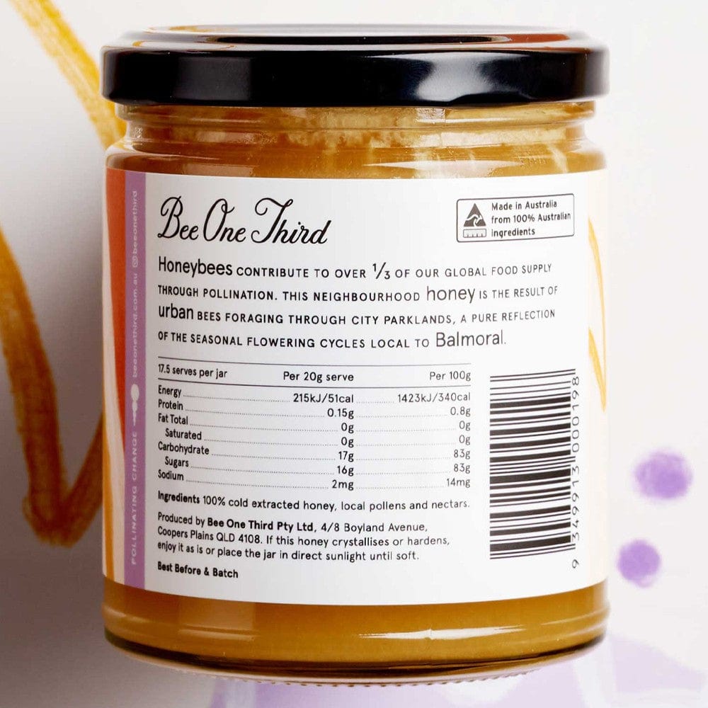 Bee One Third Raw Unfiltered Honey 350g - Pure, Natural & Organic Honey for Tea, Baking & Healthy Lifestyle