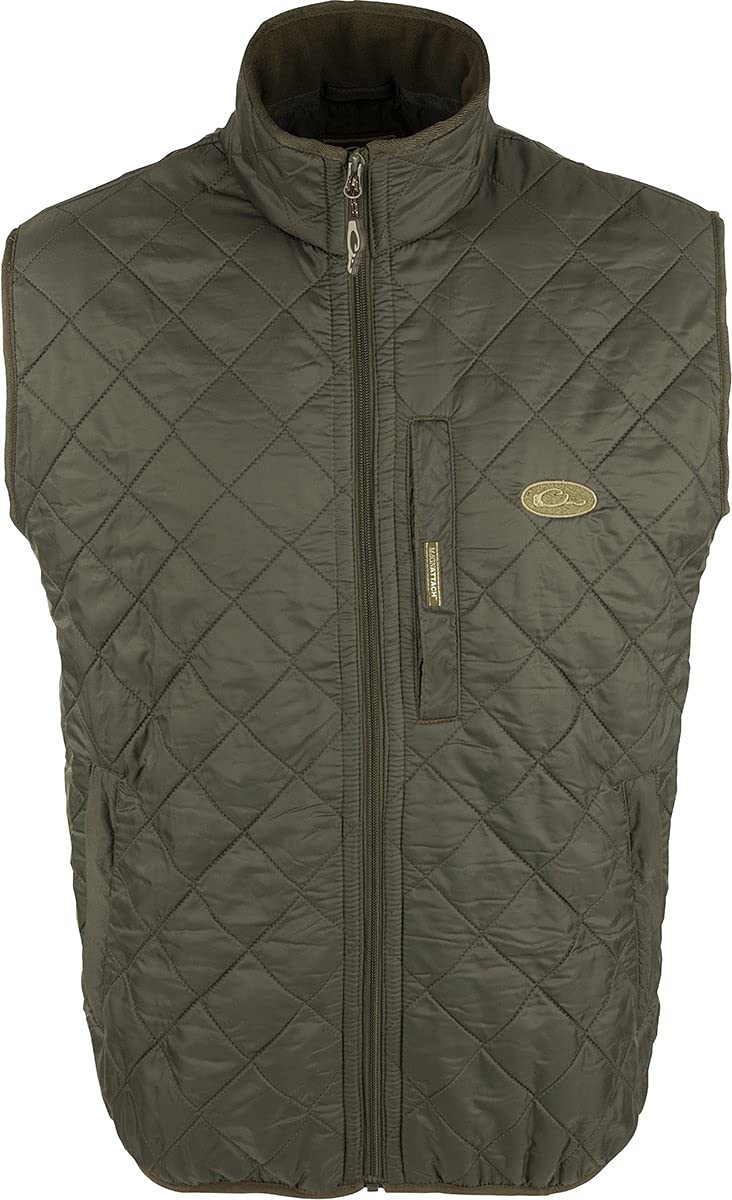 Drake Waterfowl Delta Quilted Fleece Lined Vest for Men - Warm Insulated Hunting Jacket for Outdoor Activities, Camping & Winter Sports