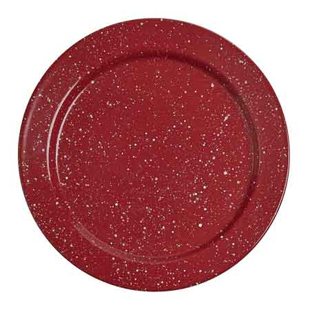 4-Piece Red Graniteware Salad Plate Set - 8.25 Inch Durable Dinnerware for Picnics, BBQs & Outdoor Dining - Rust-Resistant & Microwave Safe