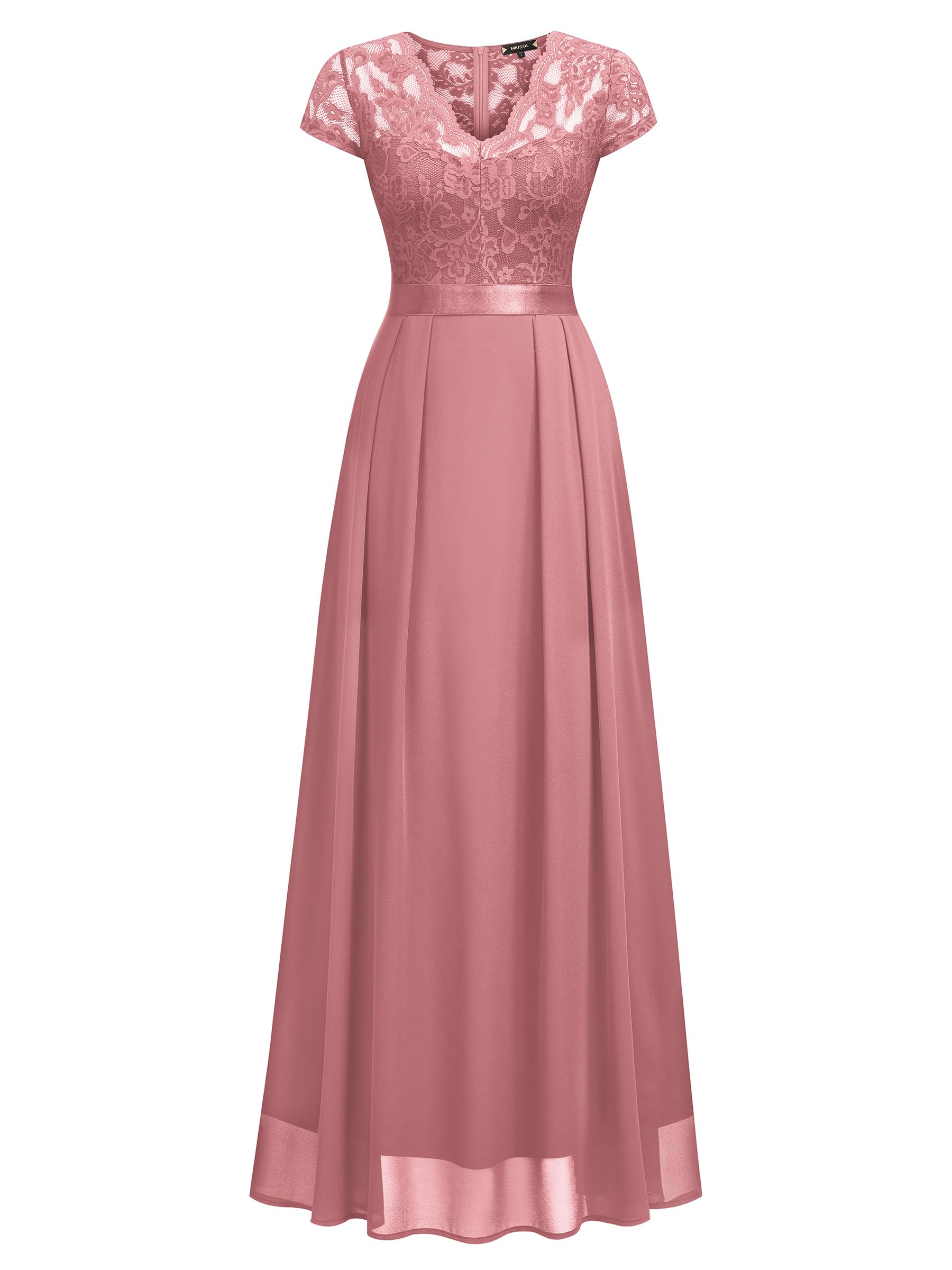 Elegant Floral Lace V-Neck Bridesmaid Dress for Women - Perfect for Weddings, Parties & Formal Events | Miusol