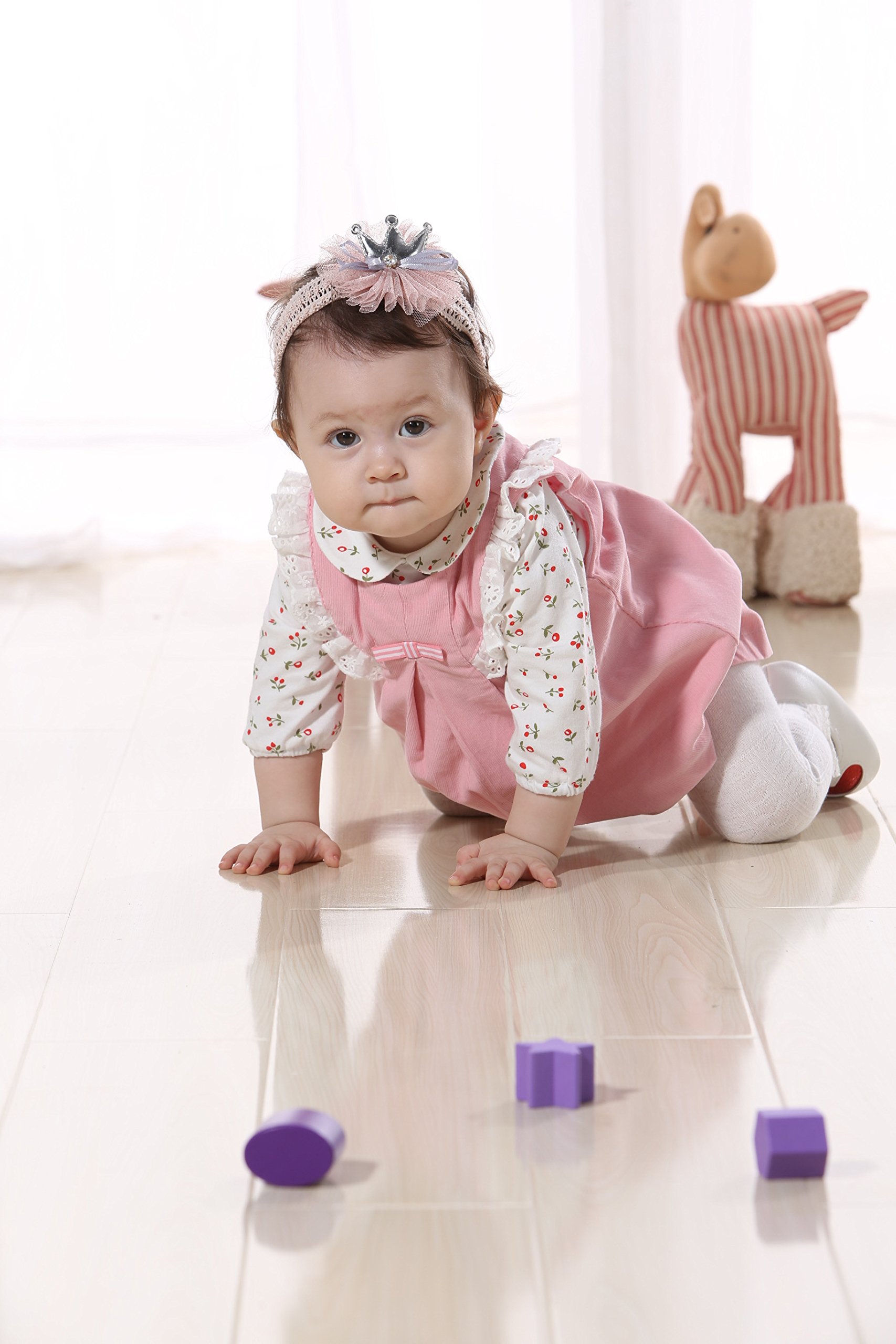 Newborn Baby Girls Outfit Set - Floral T-Shirt & Sleeveless Dress Combo | Infant Clothes 3M-18M | Perfect for Photoshoots, Parties & Special Occasions