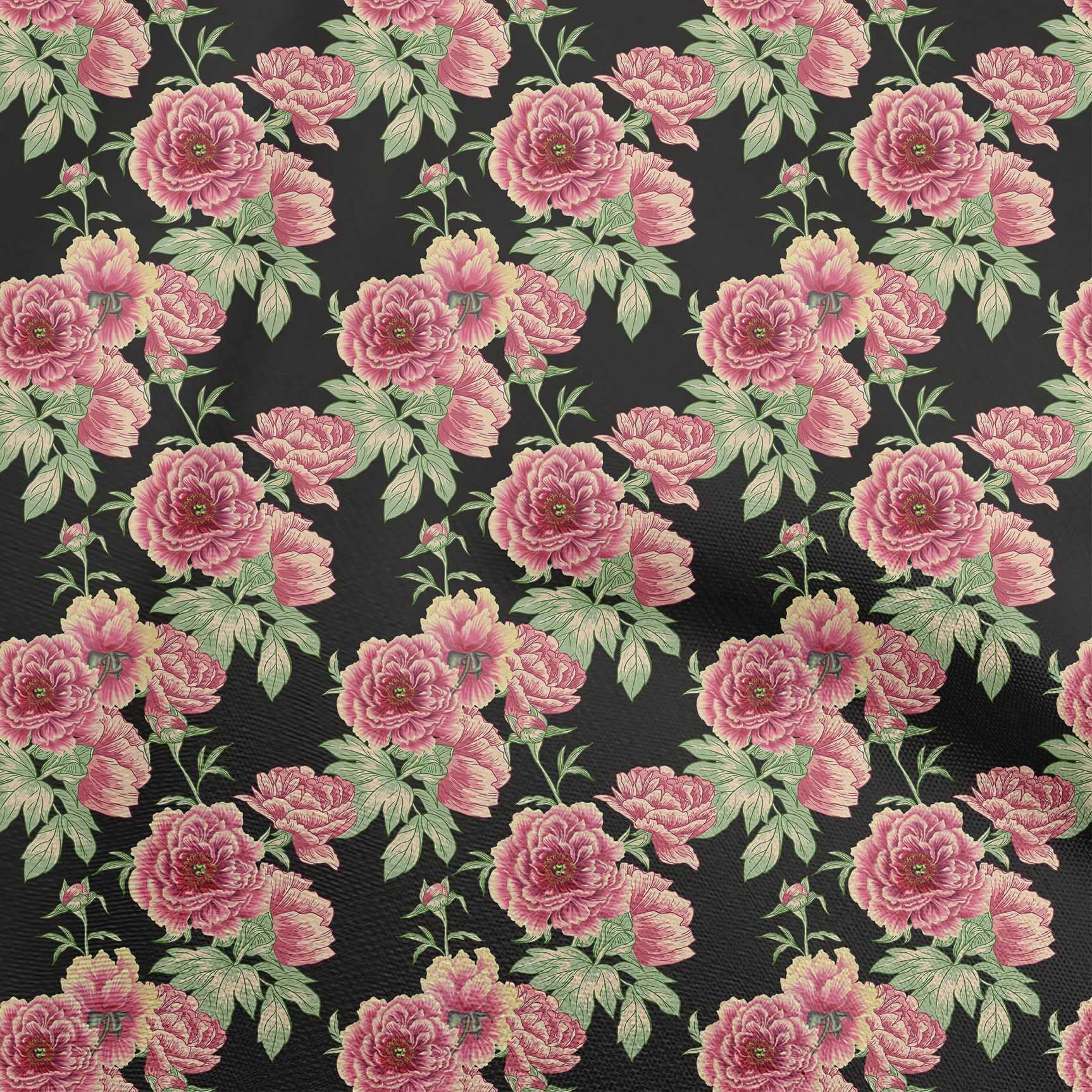 Premium 100% Cotton Cambric Black Floral Print Fabric by The Yard - 42 Inch Wide Dress Material for DIY Fashion, Home Decor & Quilting