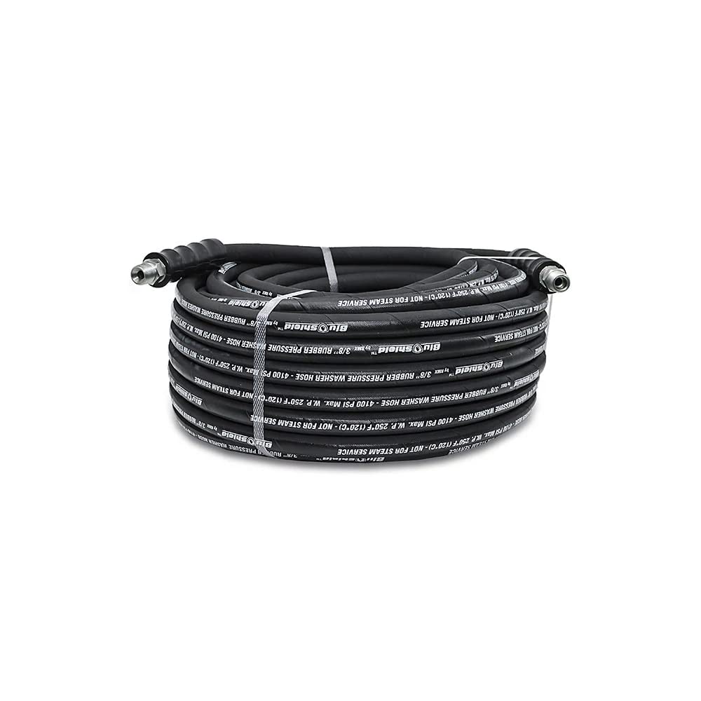 **BluShield Aramid Braided Rubber Pressure Washer Hose - 4100 PSI, 250°F Hot & Cold Water Resistant, Heavy Duty, 35% Lighter & Flexible (3/8