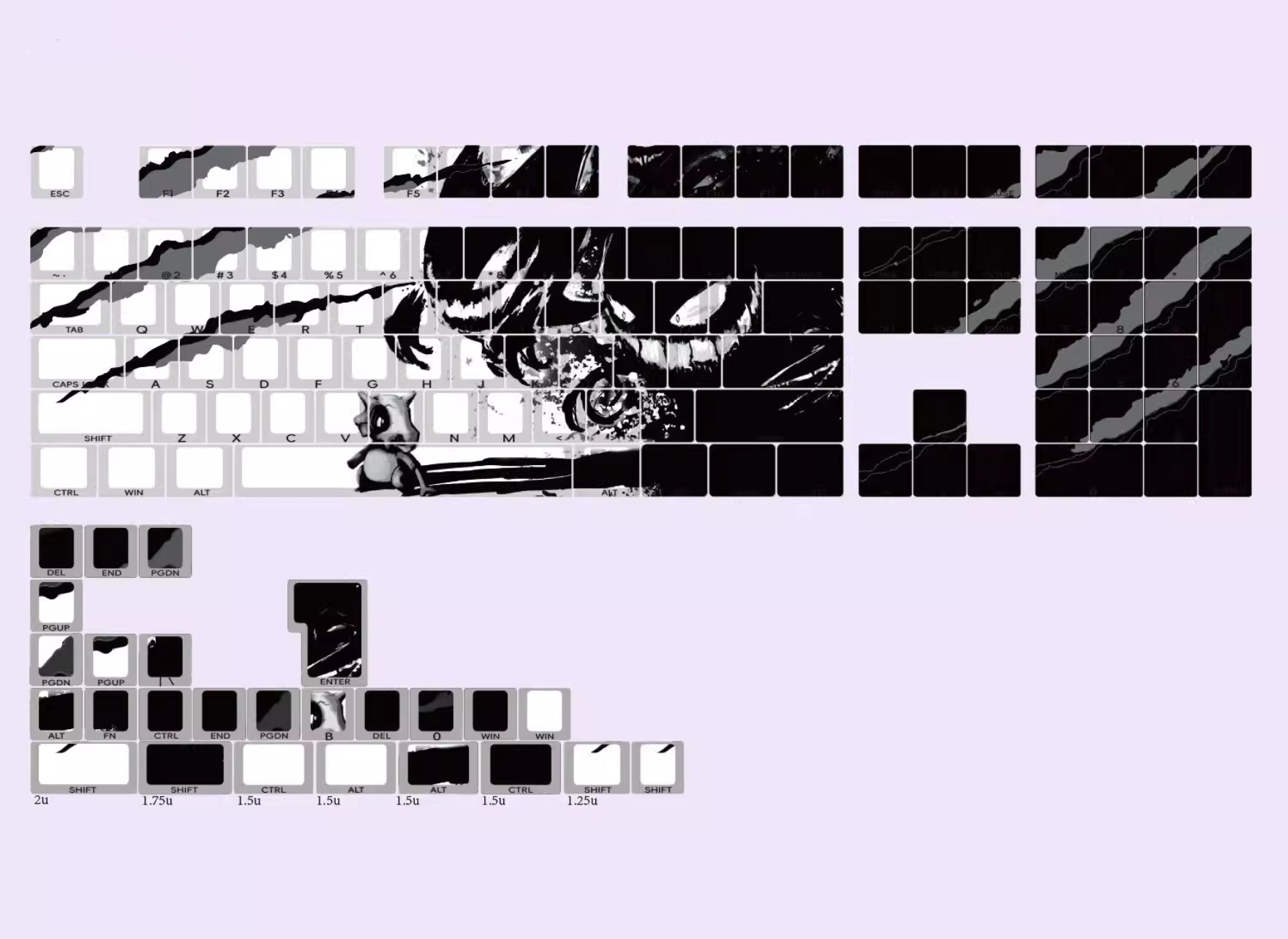 Premium PBT Material Ghost Shadow Gengar Custom Keycap Set - Durable Mechanical Keyboard Accessories for Gaming & Typing - Perfect for PC, Mac & Mechanical Keyboard Enthusiasts