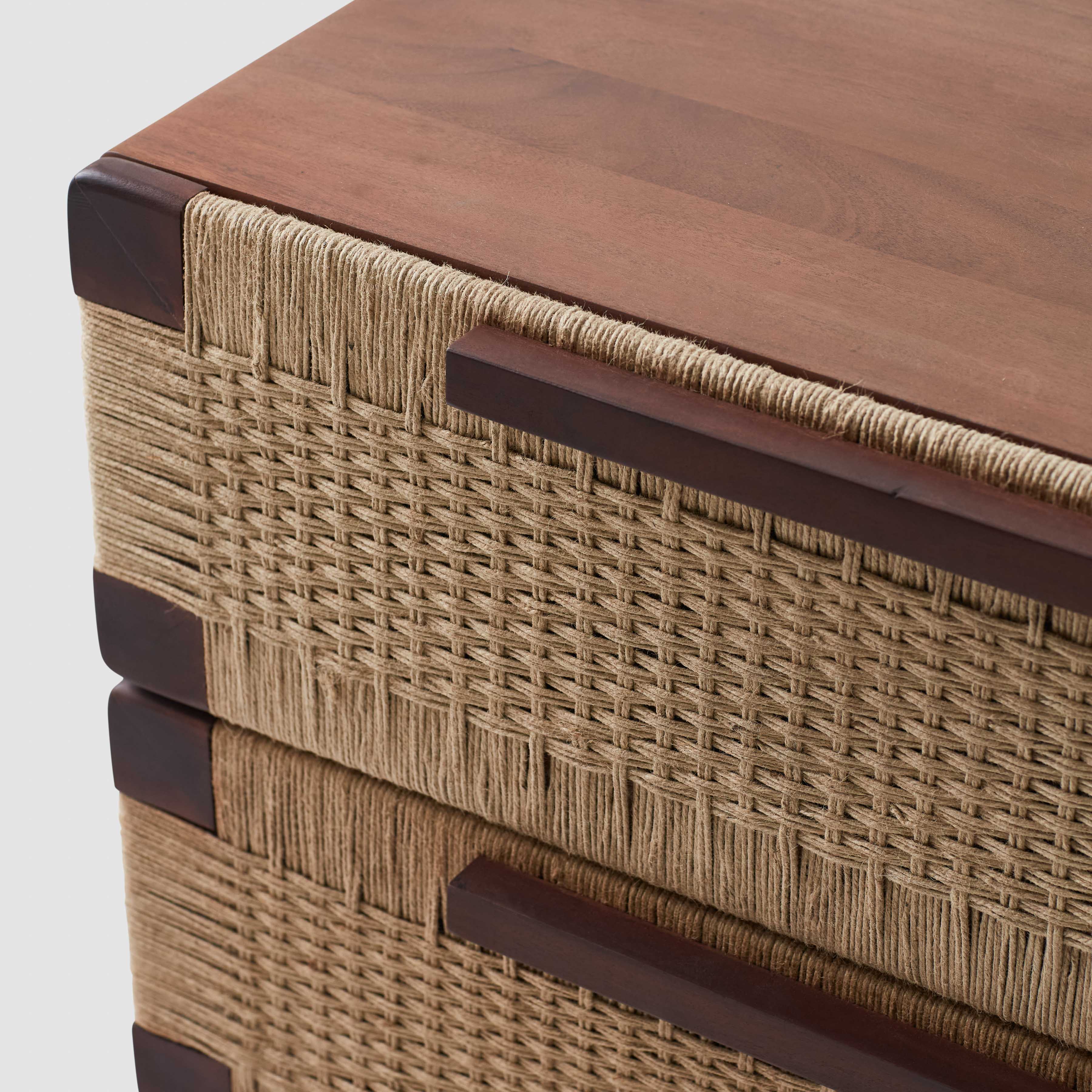 Modern Woven Nightstand with Storage Shelf - Handcrafted Rattan Bedside Table for Bedroom, Living Room & Dorm - Stylish Small End Table with Open Shelf Design