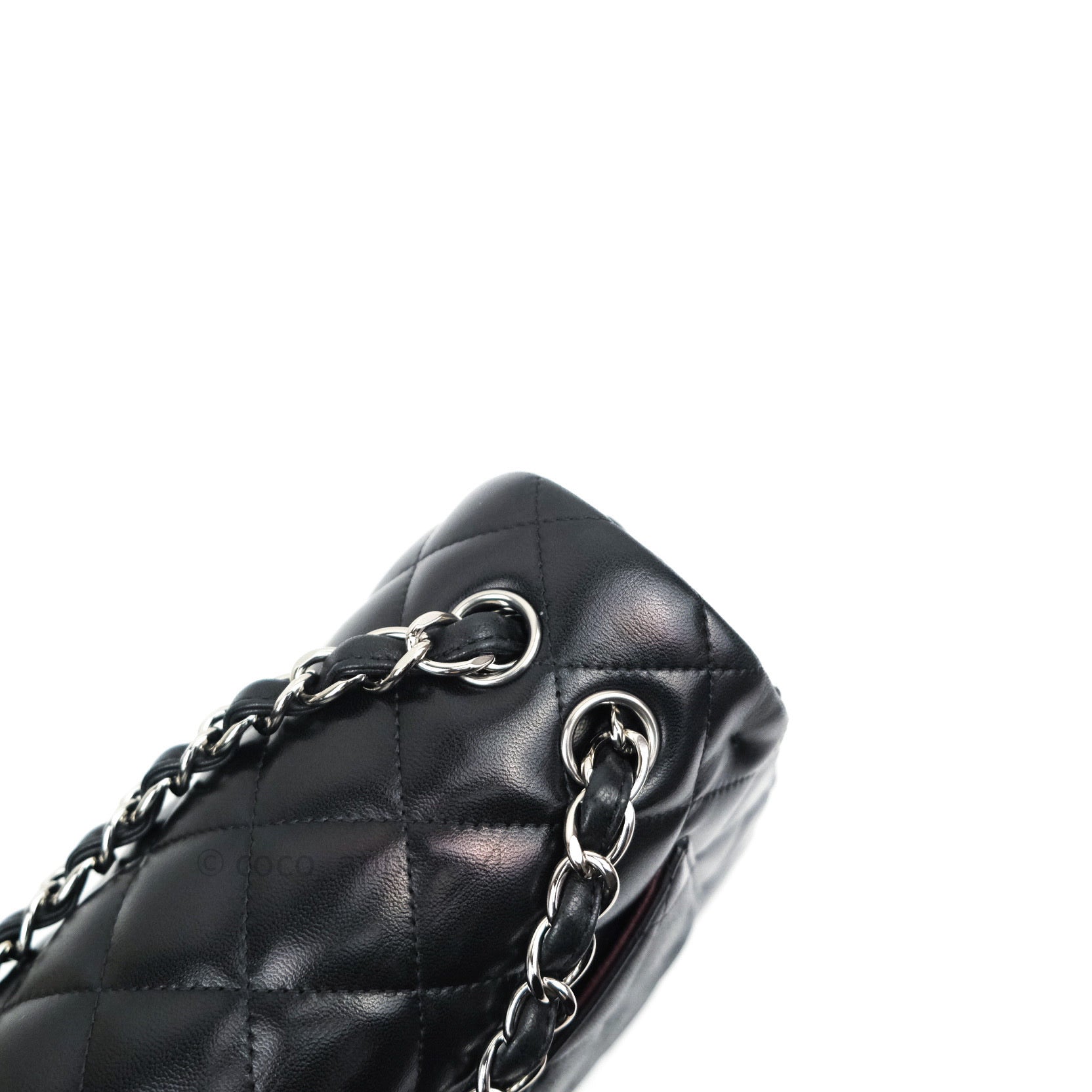 Chanel Classic Jumbo Double Flap Bag Black Lambskin Leather with Silver Hardware - Luxury Designer Handbag for Women, Perfect for Evening Events & Special Occasions