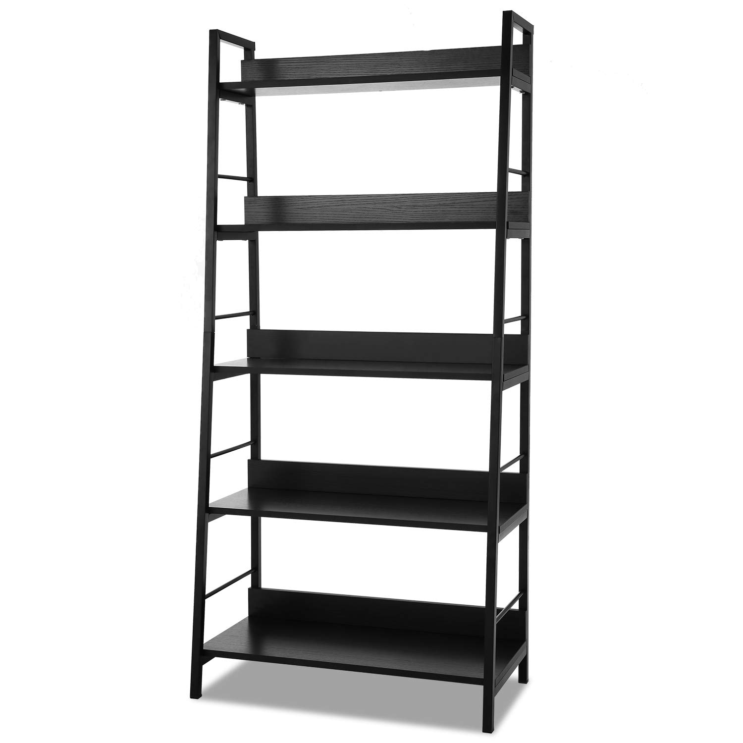 Homdox 5-Tier Industrial Ladder Shelf - Wood & Metal Bookcase, Plant Stand, Storage Shelves for Home, Office & Living Room Decor | Perfect for Books, Plants & Display Organizing