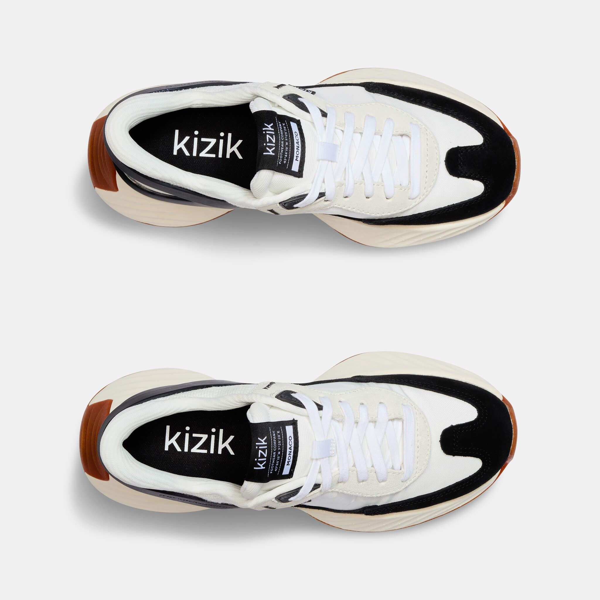 Women's Monaco Sneakers - White & Black Casual Shoes for Walking, Running & Everyday Wear