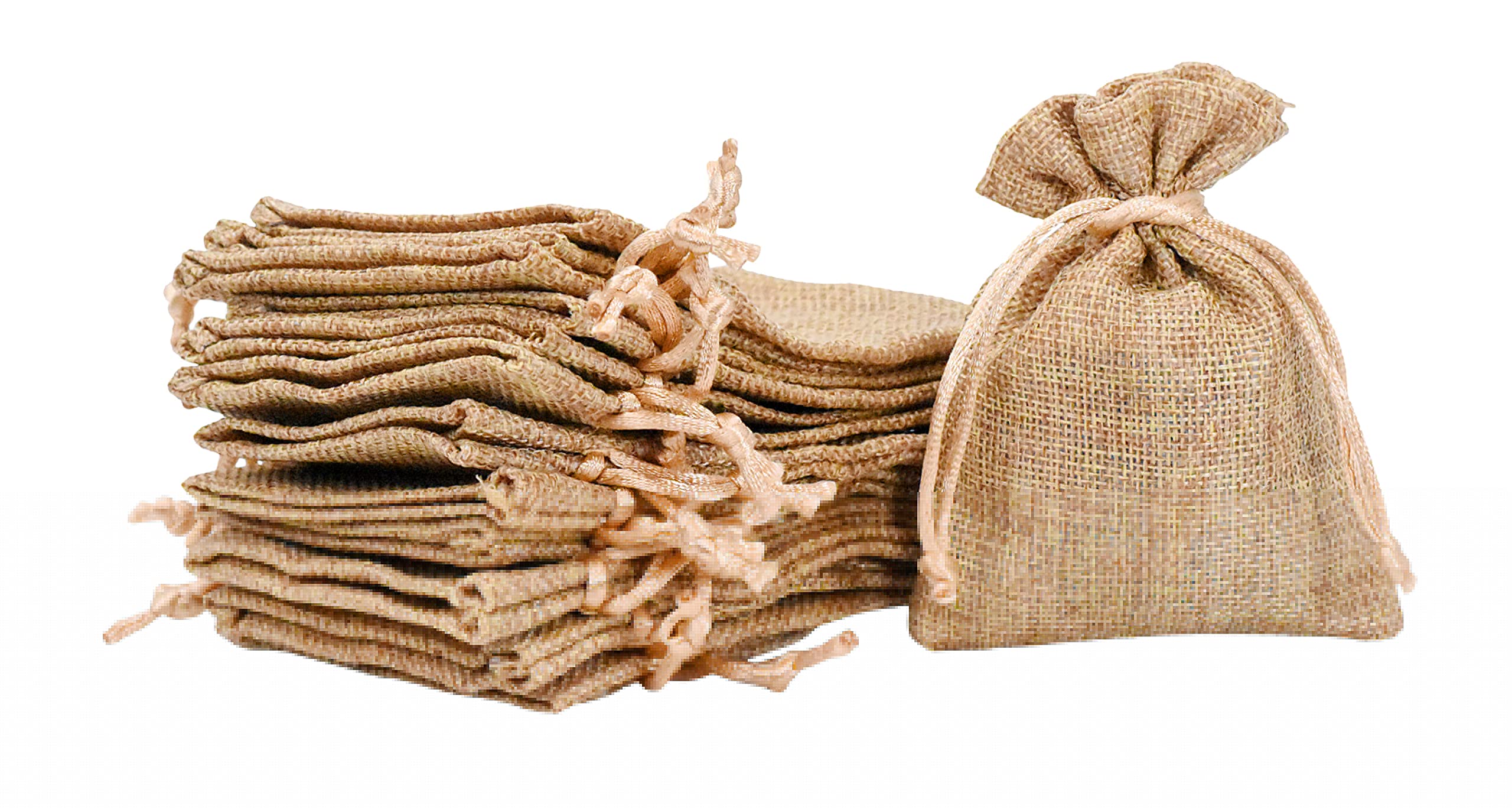 Mandala Crafts Burlap Drawstring Bags - 4X5 Inches Small Rustic Linen Pouches (20-Pack) | Bulk Wedding Favor Bags for Coffee, Candy, Party Gifts & DIY Crafts | Perfect for Bridal Showers, Baby Showers & Holiday Favors