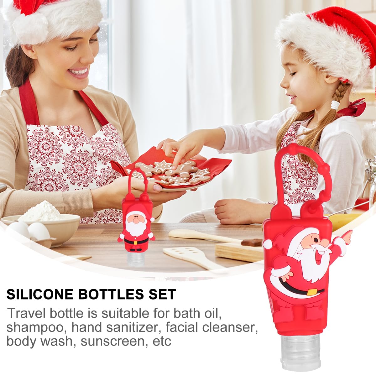 10PCS Christmas Travel Keychain Bottles - Refillable Squeeze Containers with Hand Holder for Kids & Adults | Perfect for Holiday Travel, Gifts & On-the-Go Essentials