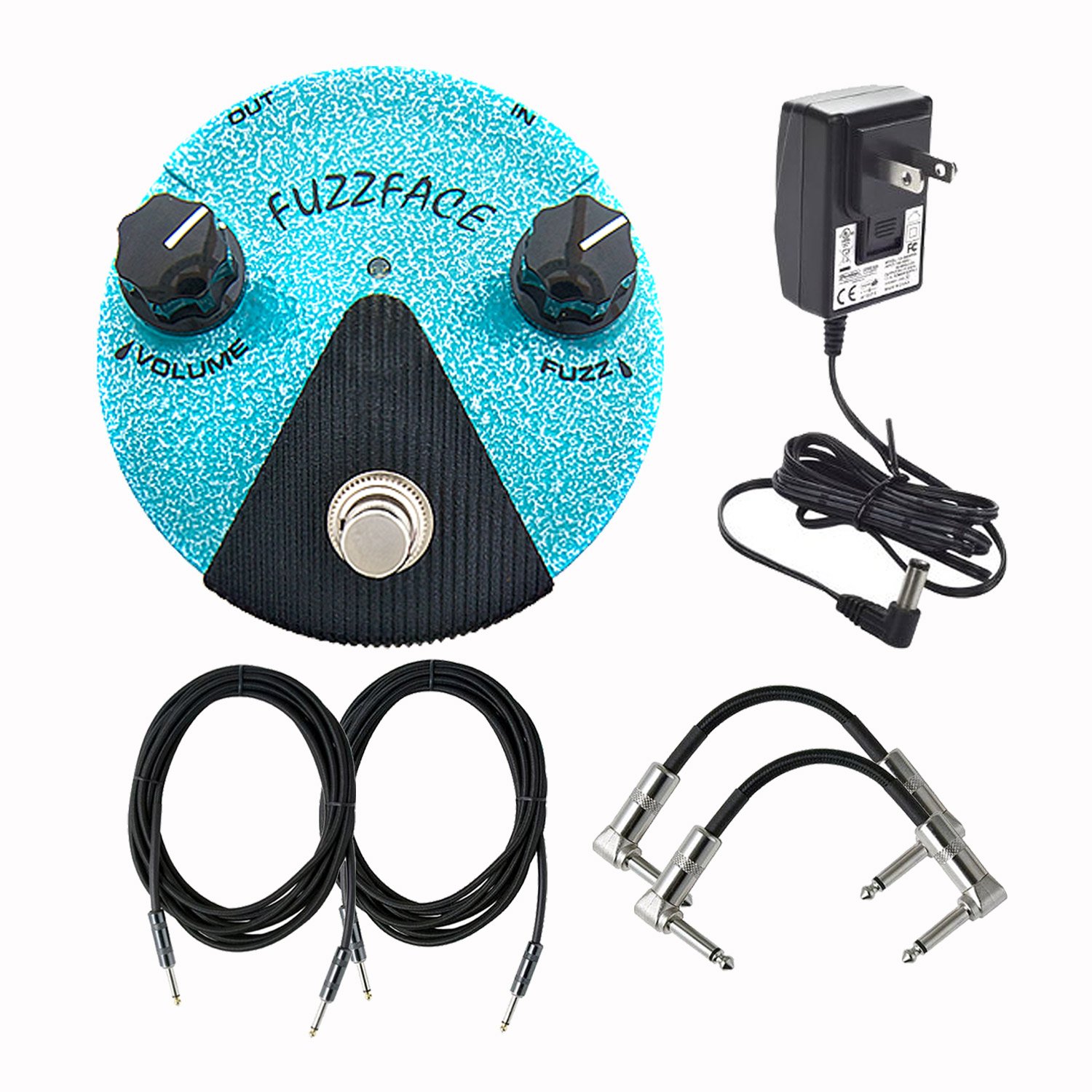 Dunlop FFM3 Jimi Hendrix Fuzz Face Mini Guitar Effects Pedal - Distortion, Wah & Fuzz with Patch Cables, Power Supply & Instrument Cables - Perfect for Electric Guitar, Studio Recording & Live Performances