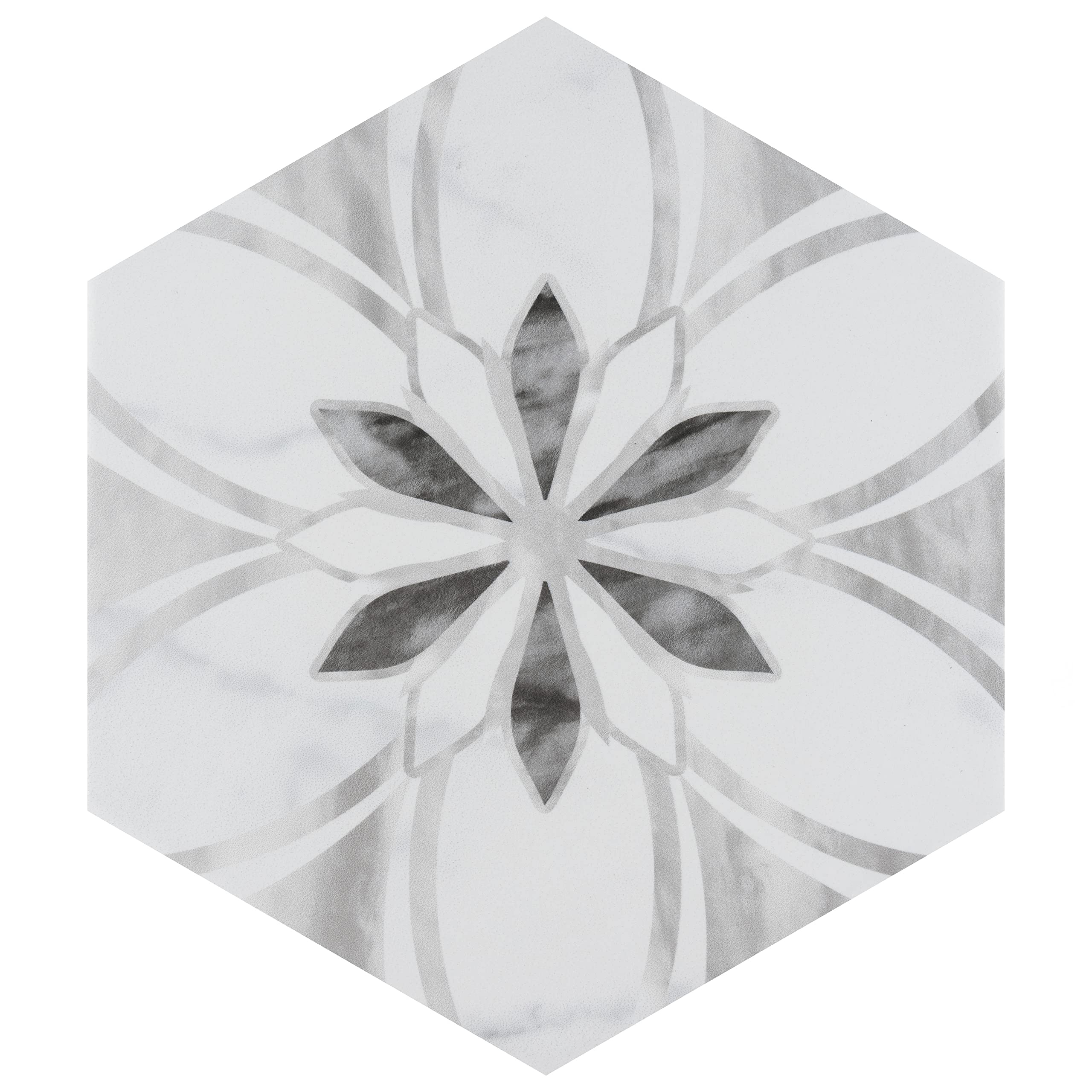 Merola Tile Classico Bardiglio Hex Dahlia Light 7x8 Inch Porcelain Floor & Wall Tile - Perfect for Bathroom, Kitchen Backsplash & Shower Renovation